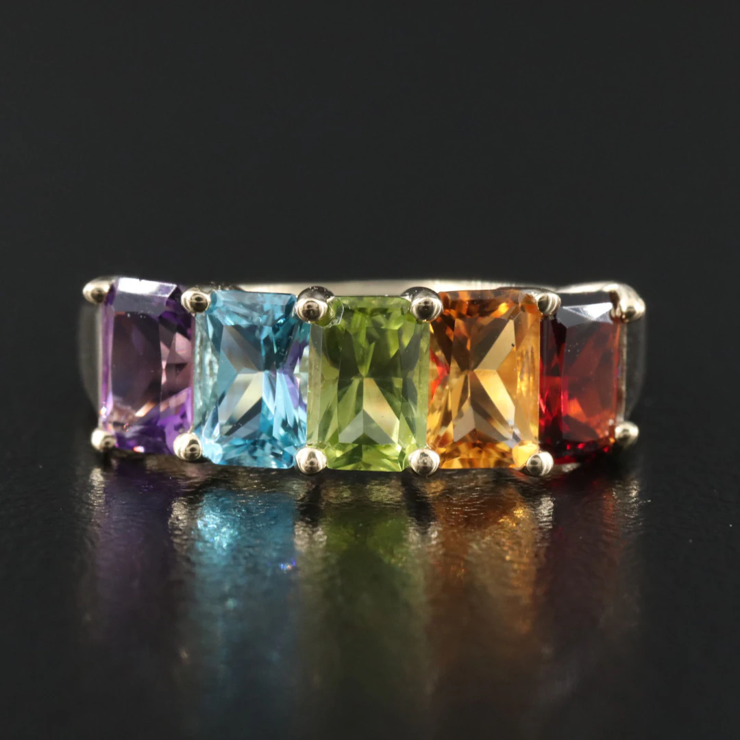 14K Amethyst, Topaz, Peridot, Citrine and Garnet Ring