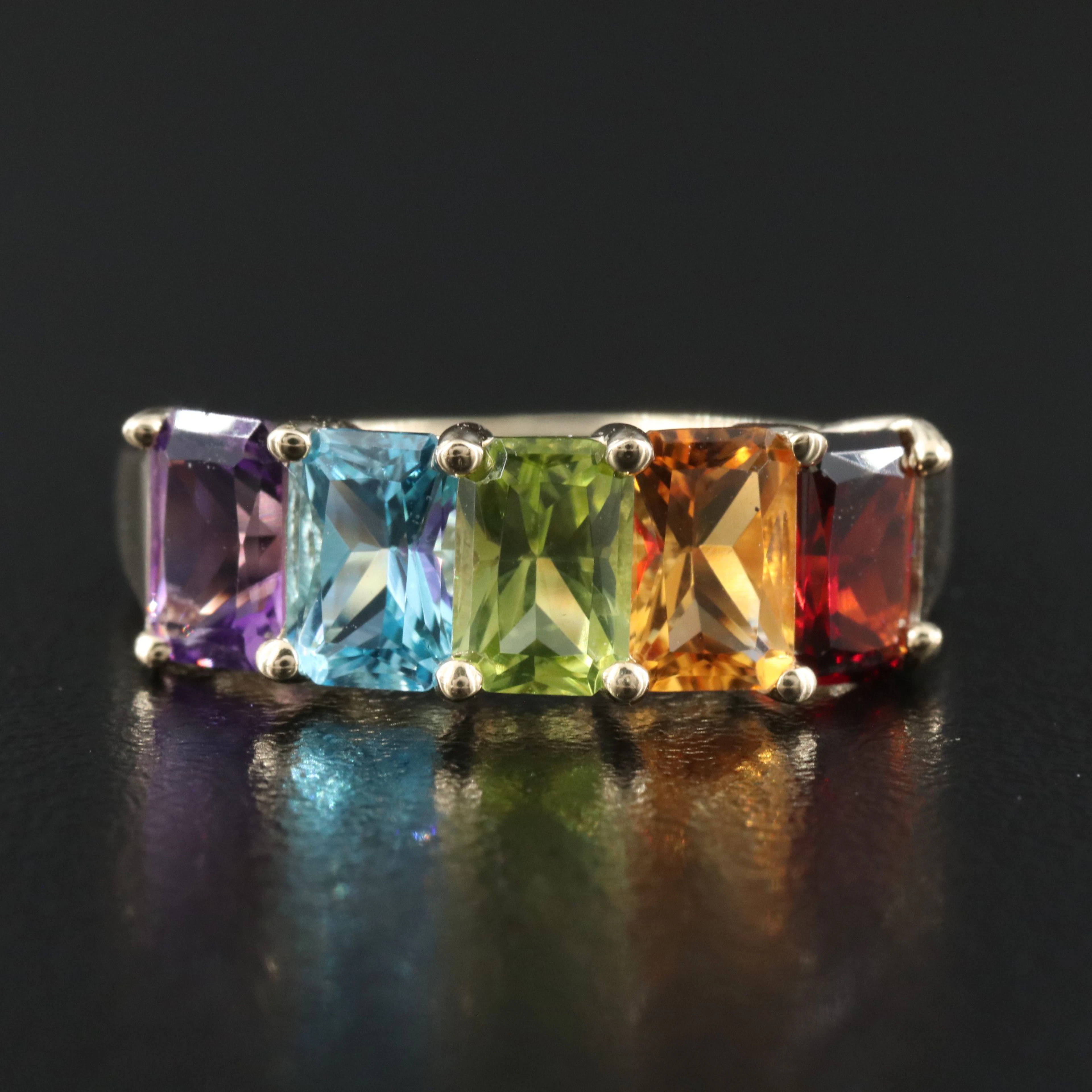 14K Amethyst, Topaz, Peridot, Citrine and Garnet Ring