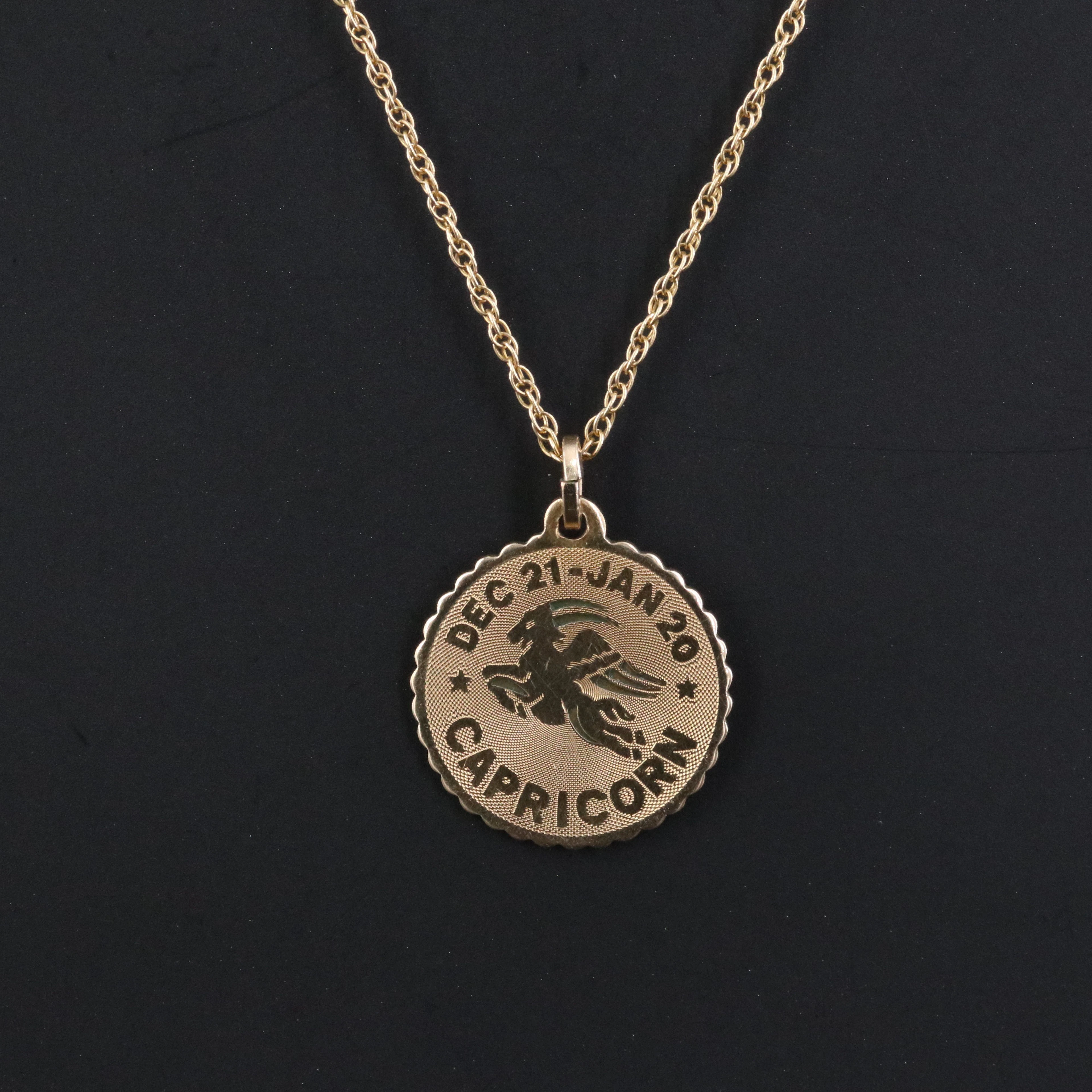 Speidel 14K Singapore Chain with Winard Gold-Filled Capricorn Zodiac Pendant