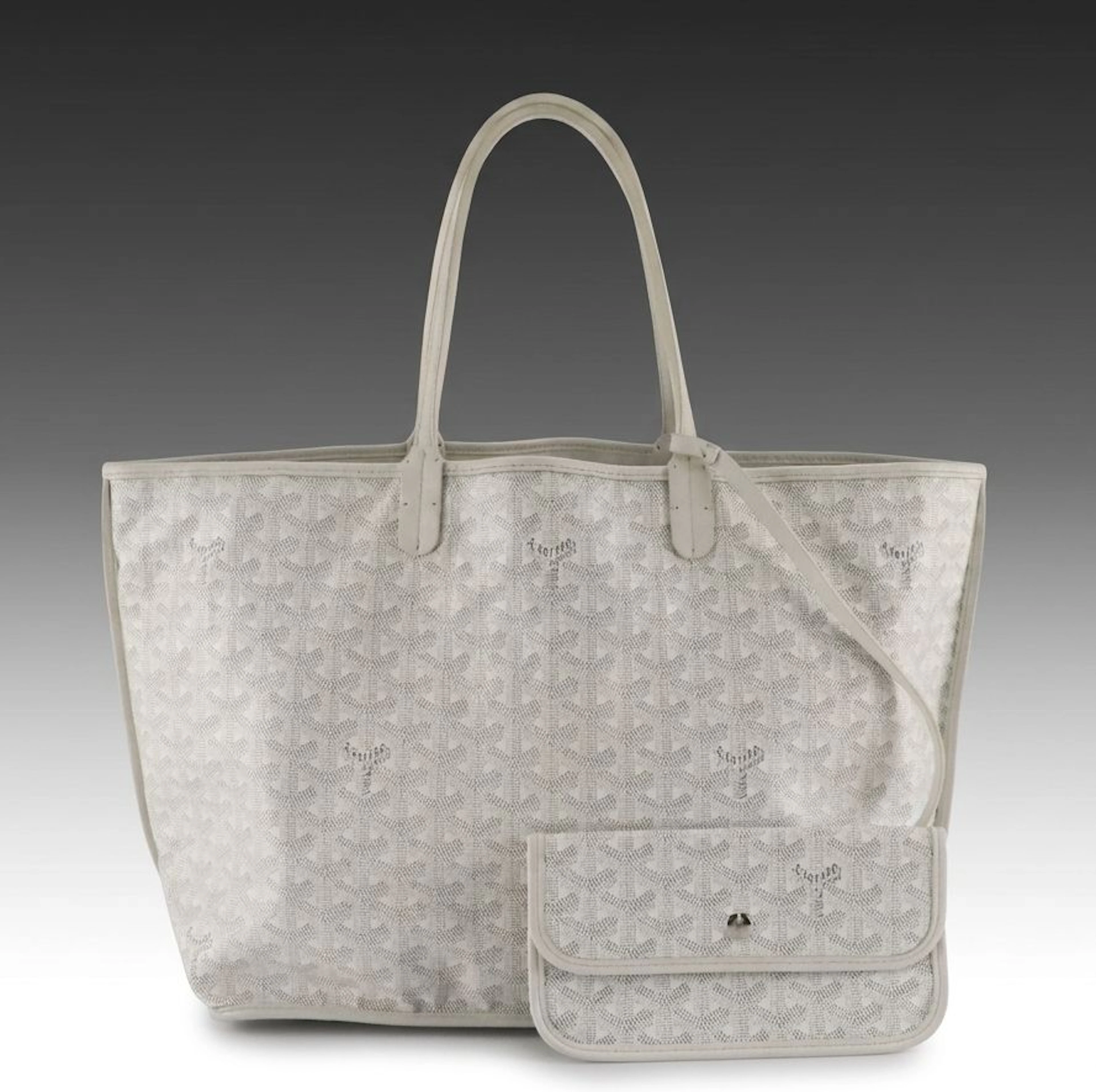 Goyard Saint Louis PM Reversible Tote Bag in White Goyardine Canvas and Leather