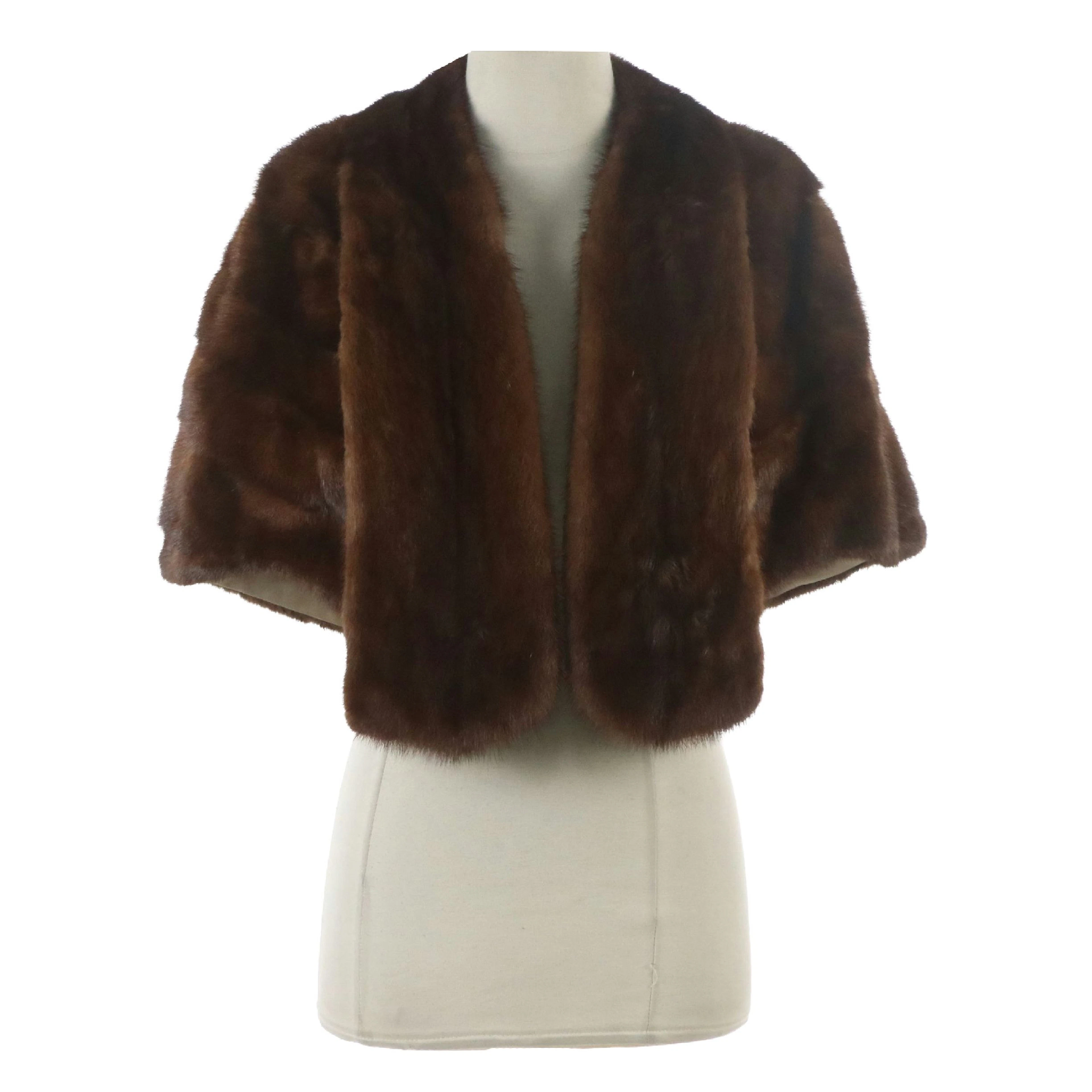 Vintage Chocolate Mink Fur Stole From Elder's