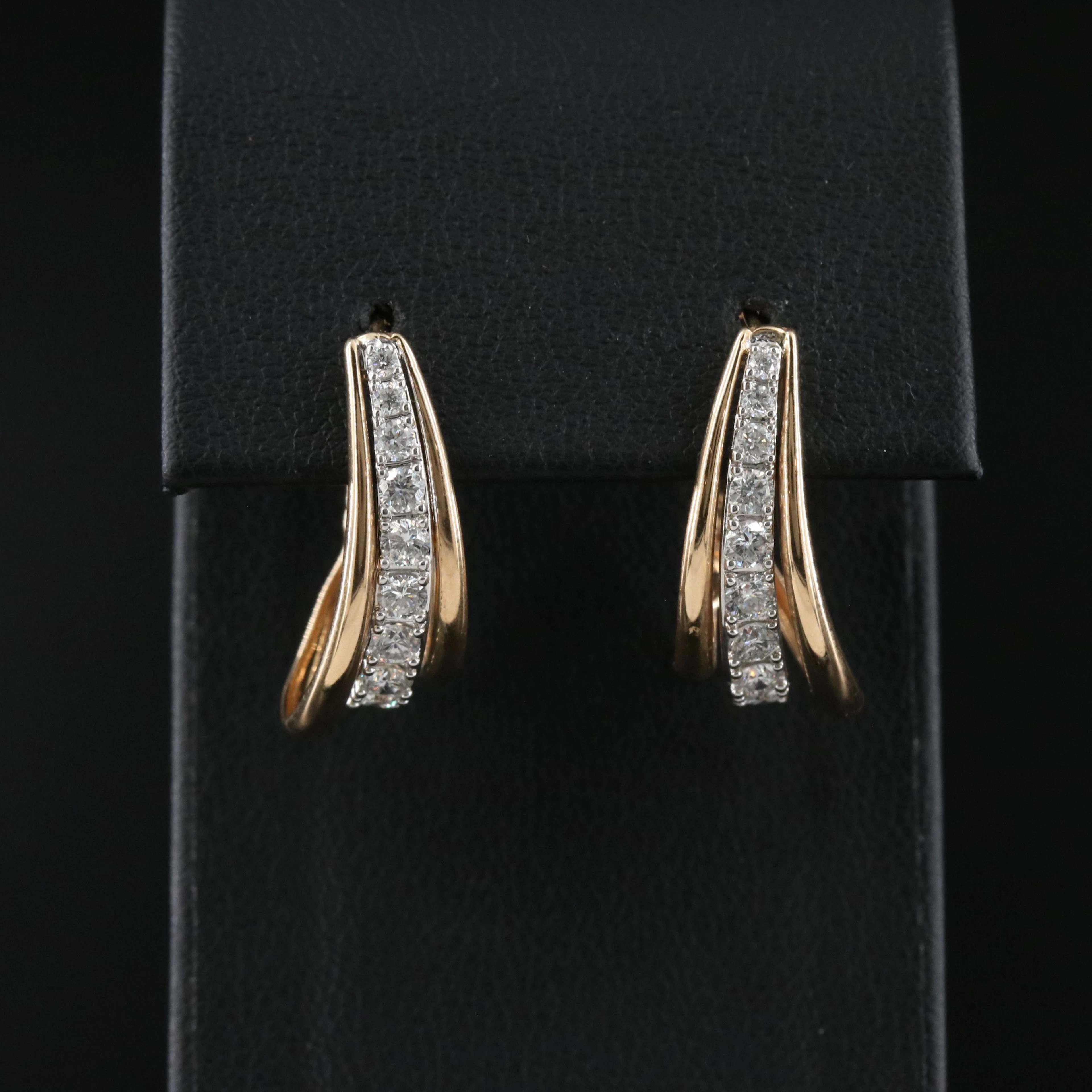 14K 0.96 CTW Diamond Graduated Hoop Earrings with IGI Report