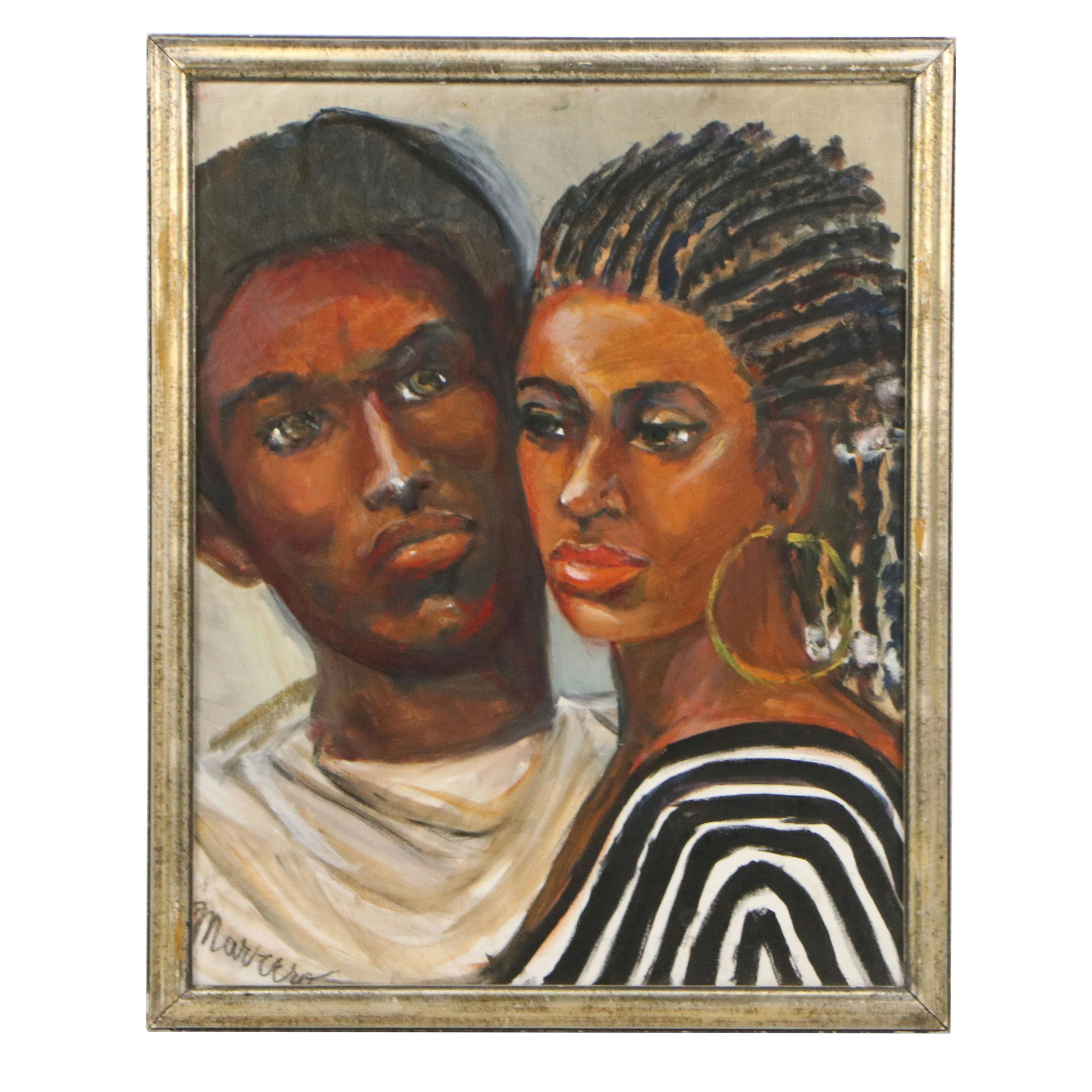 Edith Susarret Marrero Oil Portrait Painting "Just the Two of Us"
