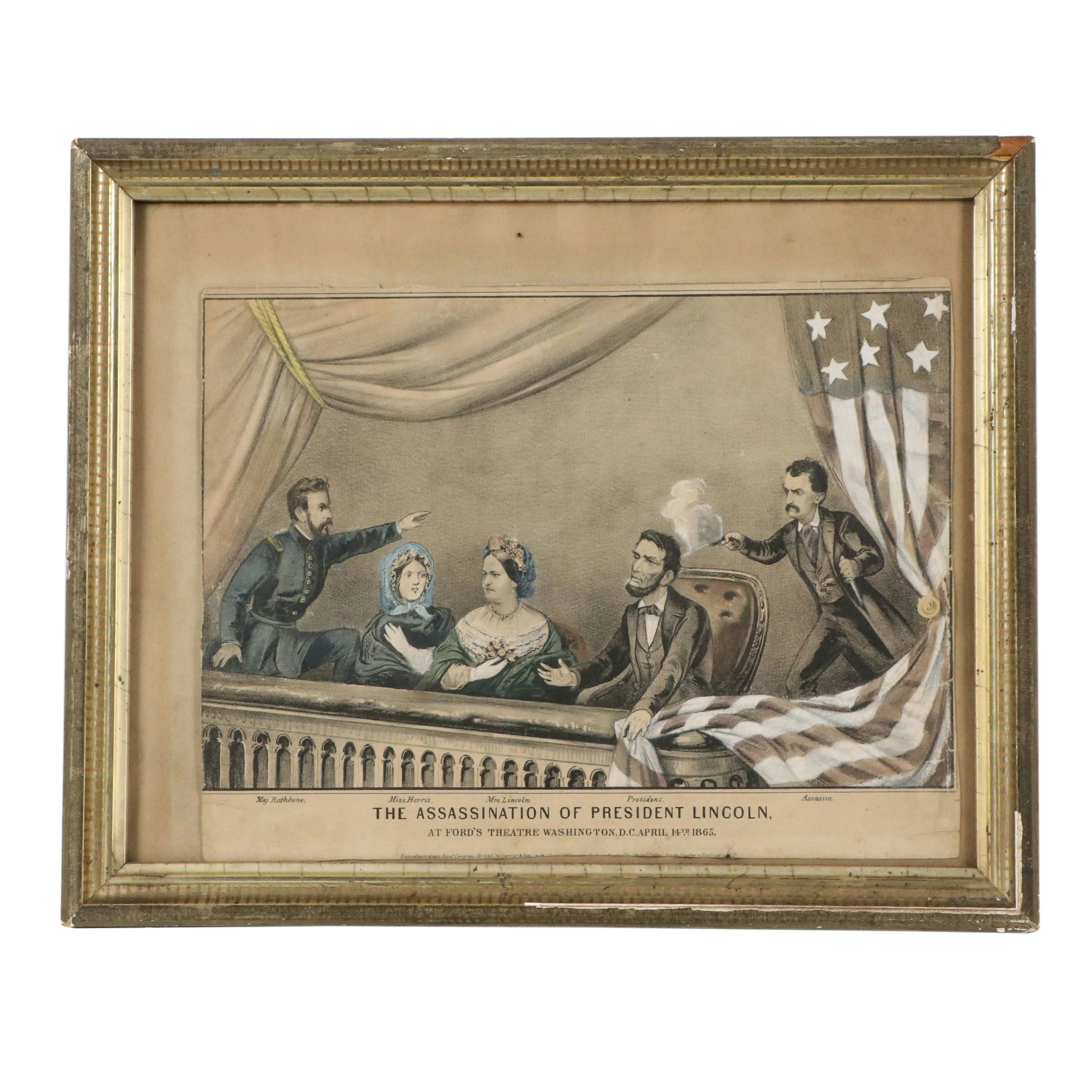 Currier & Ives Lithograph "Assassination of President Lincoln...," 1865