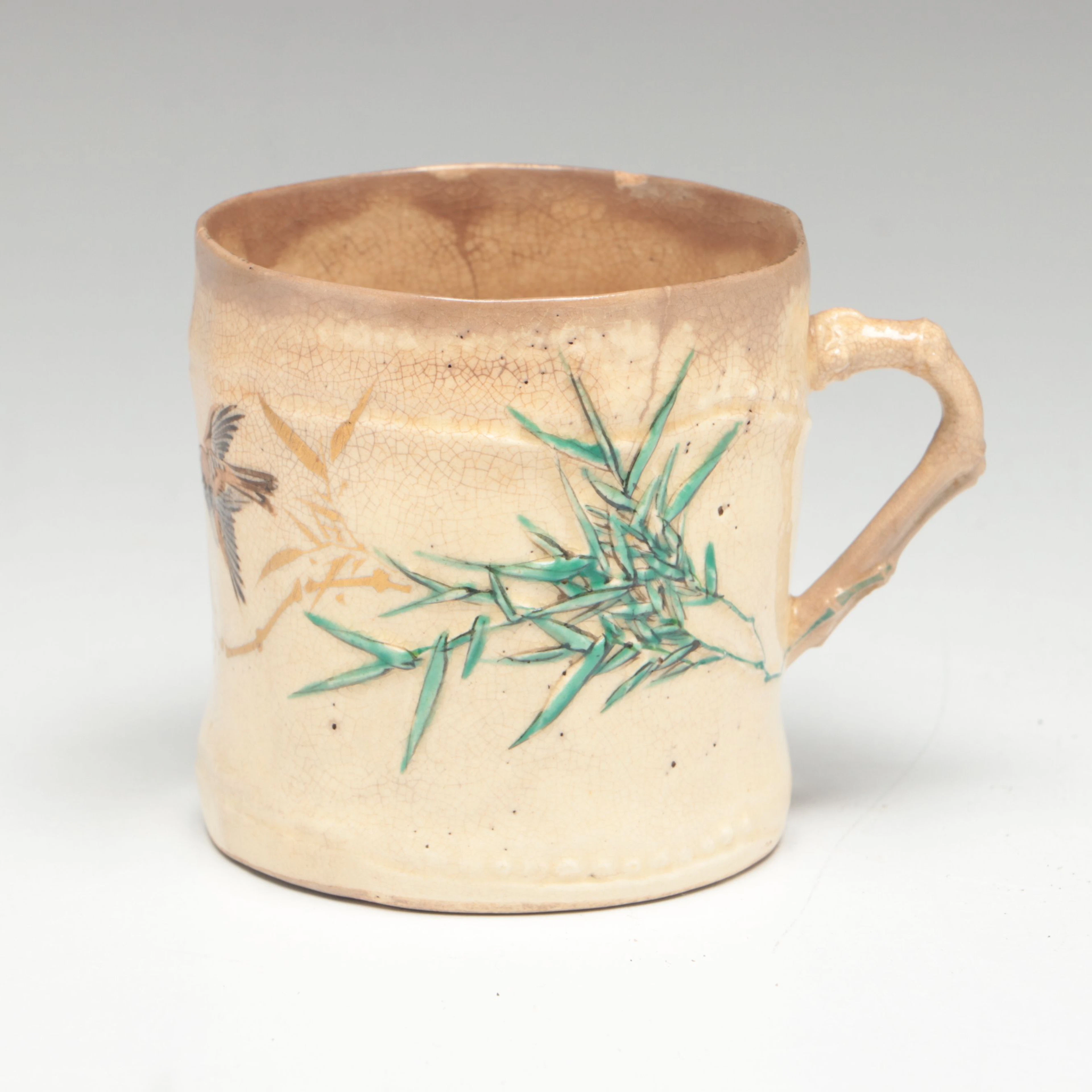 East Asian Ceramic Bird on Branch Cup