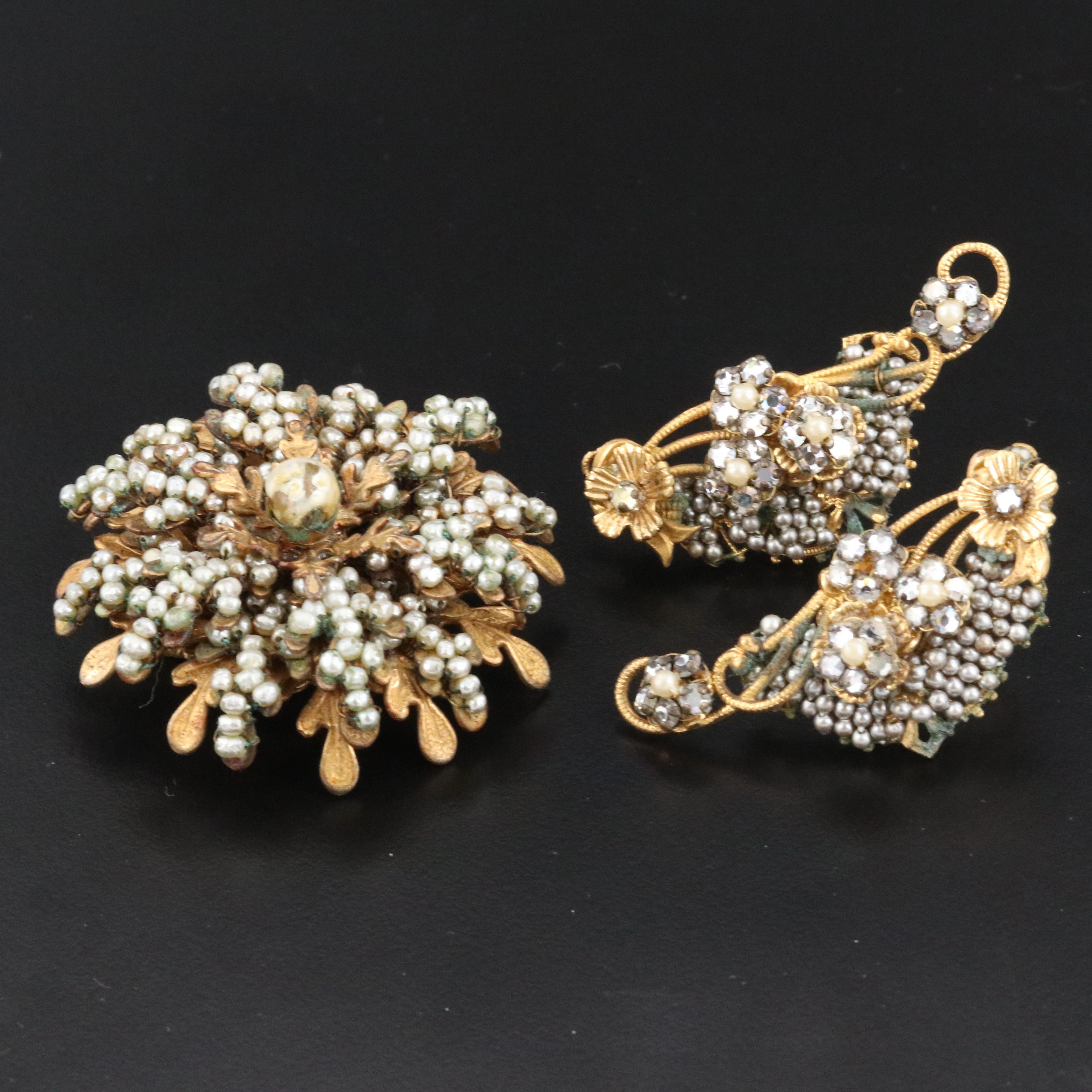 Vintage Miriam Haskell Brooch and Earrings