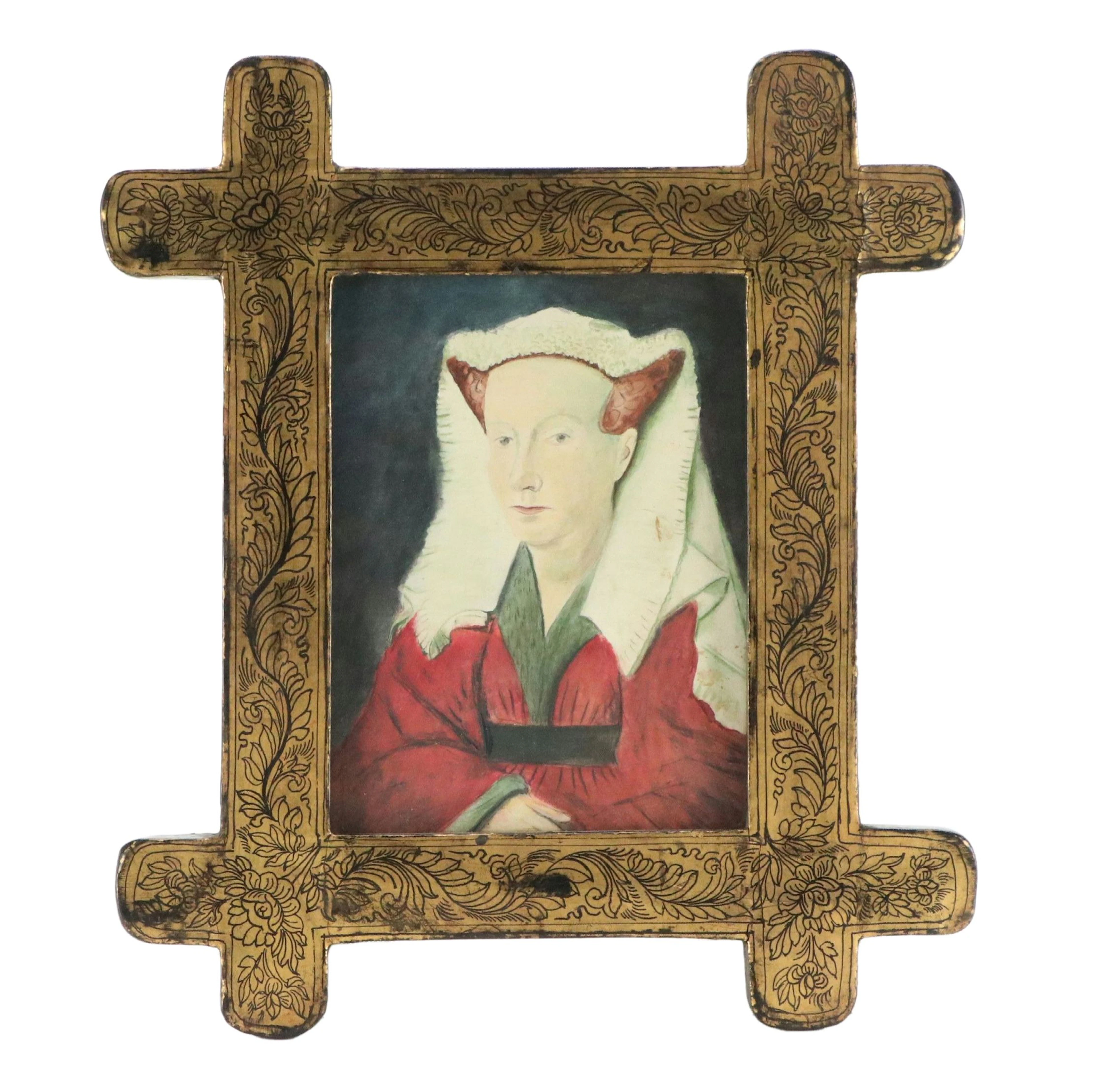 After Jan van Eyck Watercolor Painting "Portrait of Margaret van Eyck"