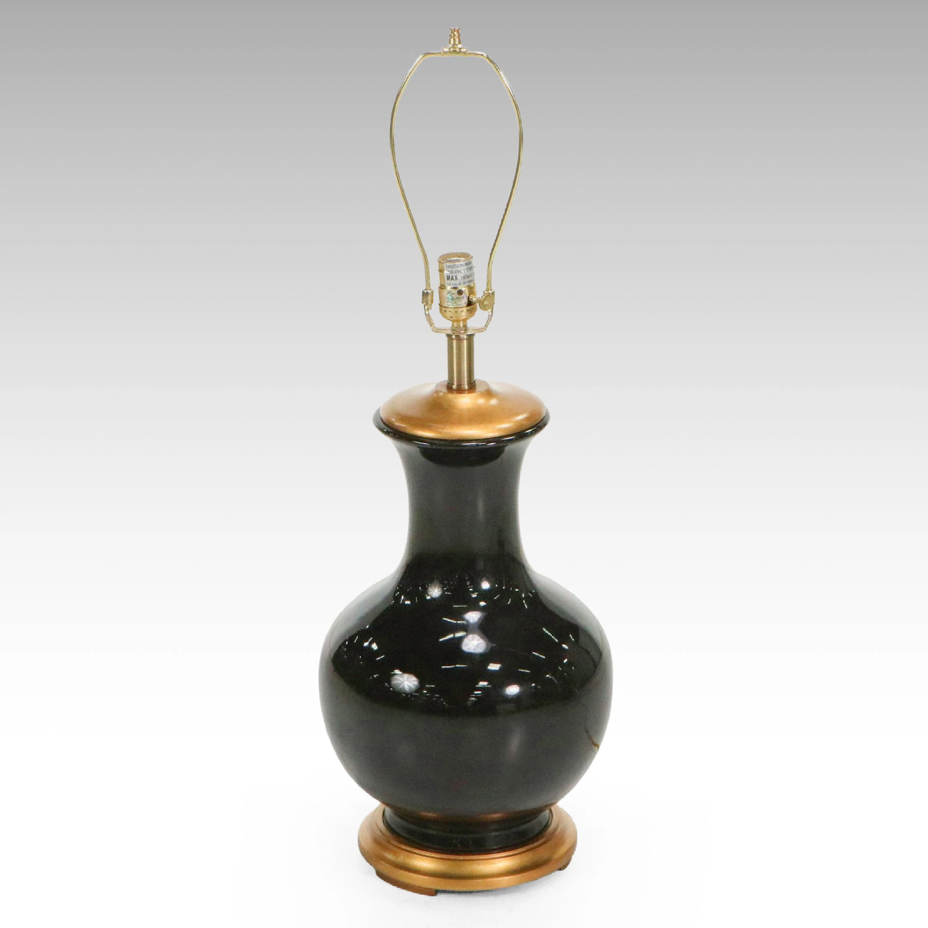 Ralph Lauren Home Chinese Style Black Ceramic Baluster Table Lamp