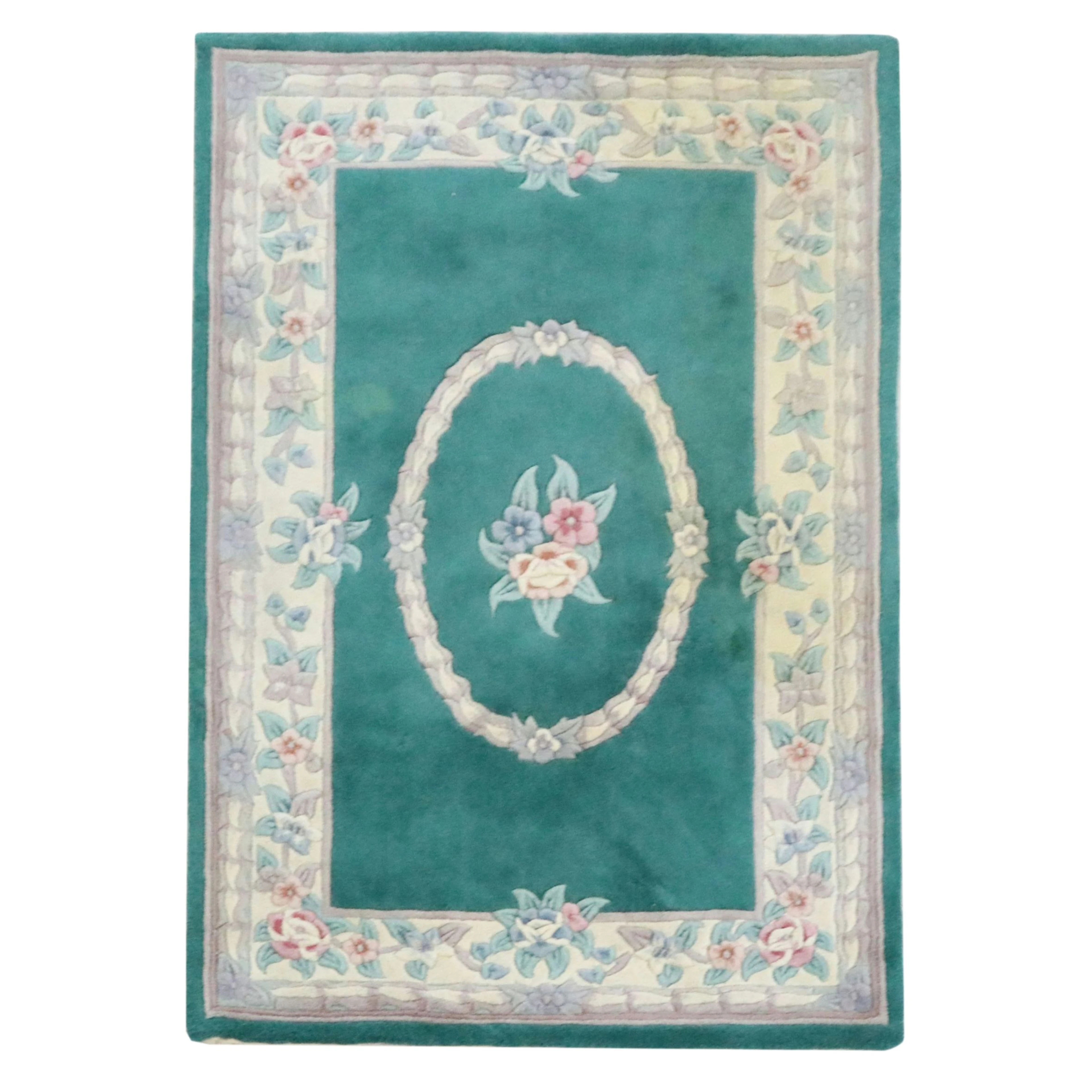 3'6 x 5'6 Hand-Tufted and Carved Chinese Art Deco Area Rug