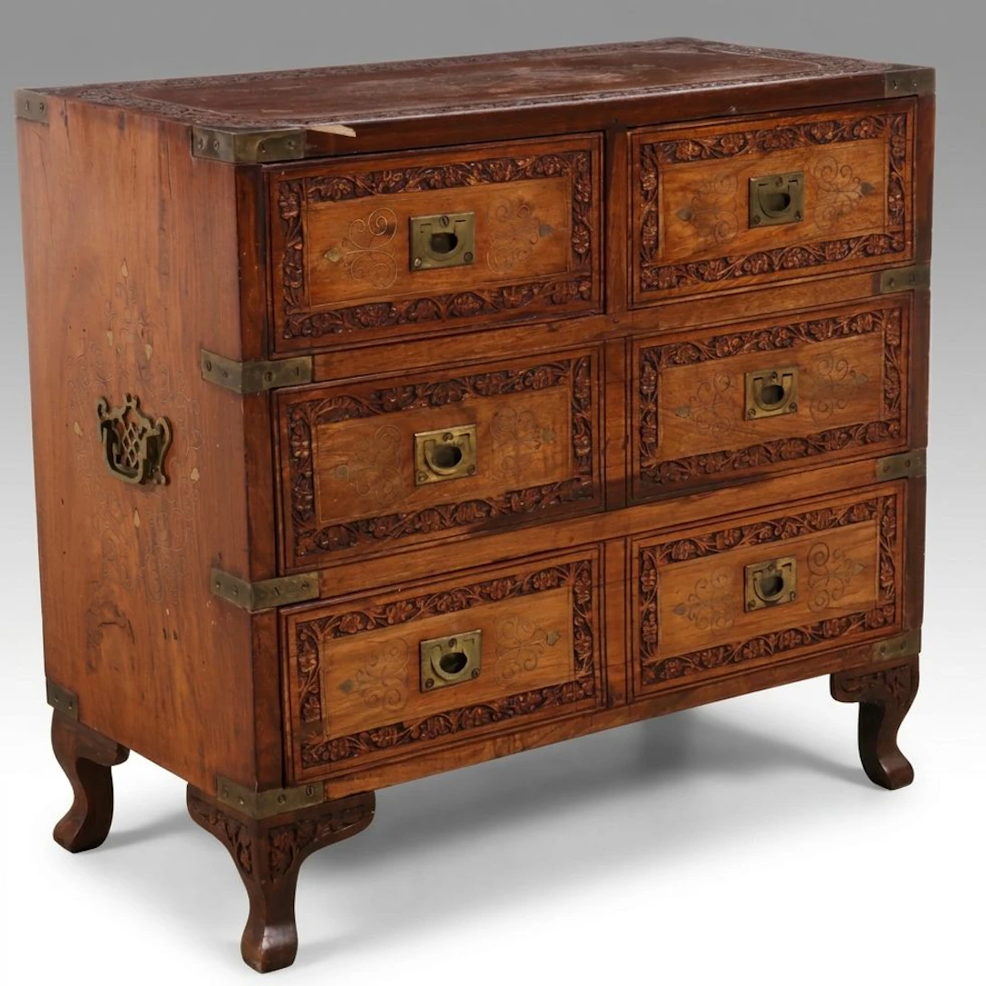 Anglo-Indian Carved Hardwood Chest of Drawers, Early 20th Century