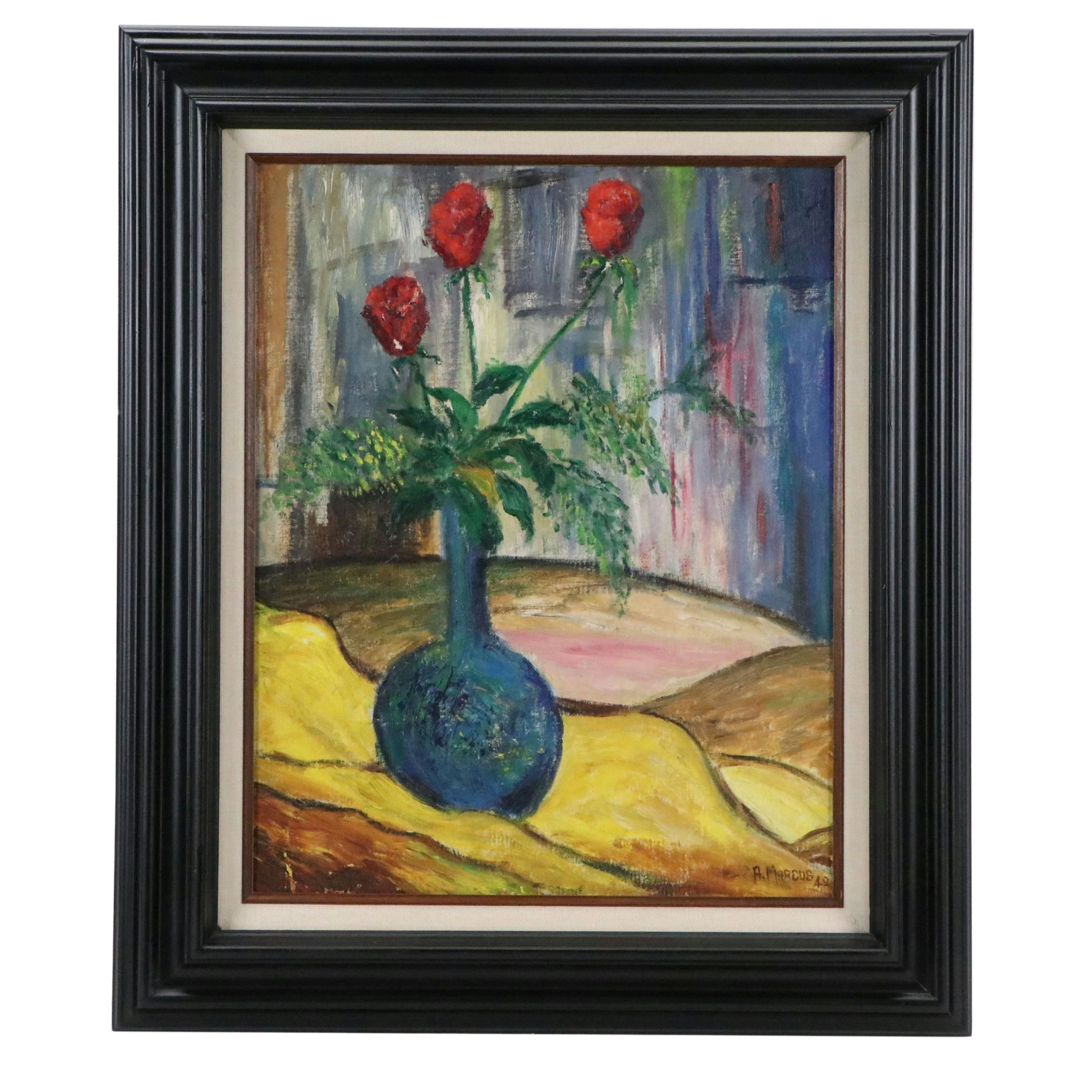 A. Marcus Acrylic Still Life of Flowers, 1949
