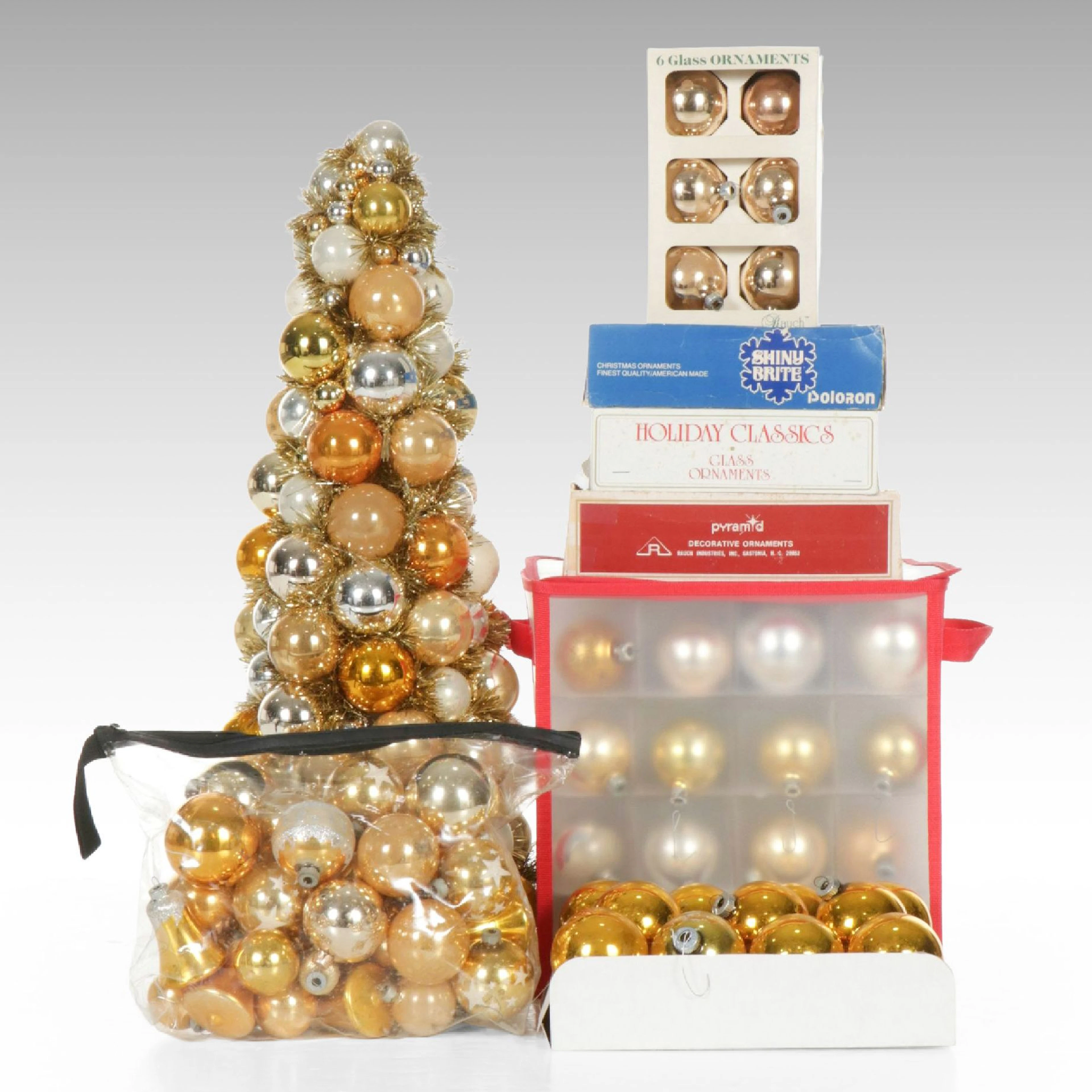 Tree with Shiny Brite Ornaments and More