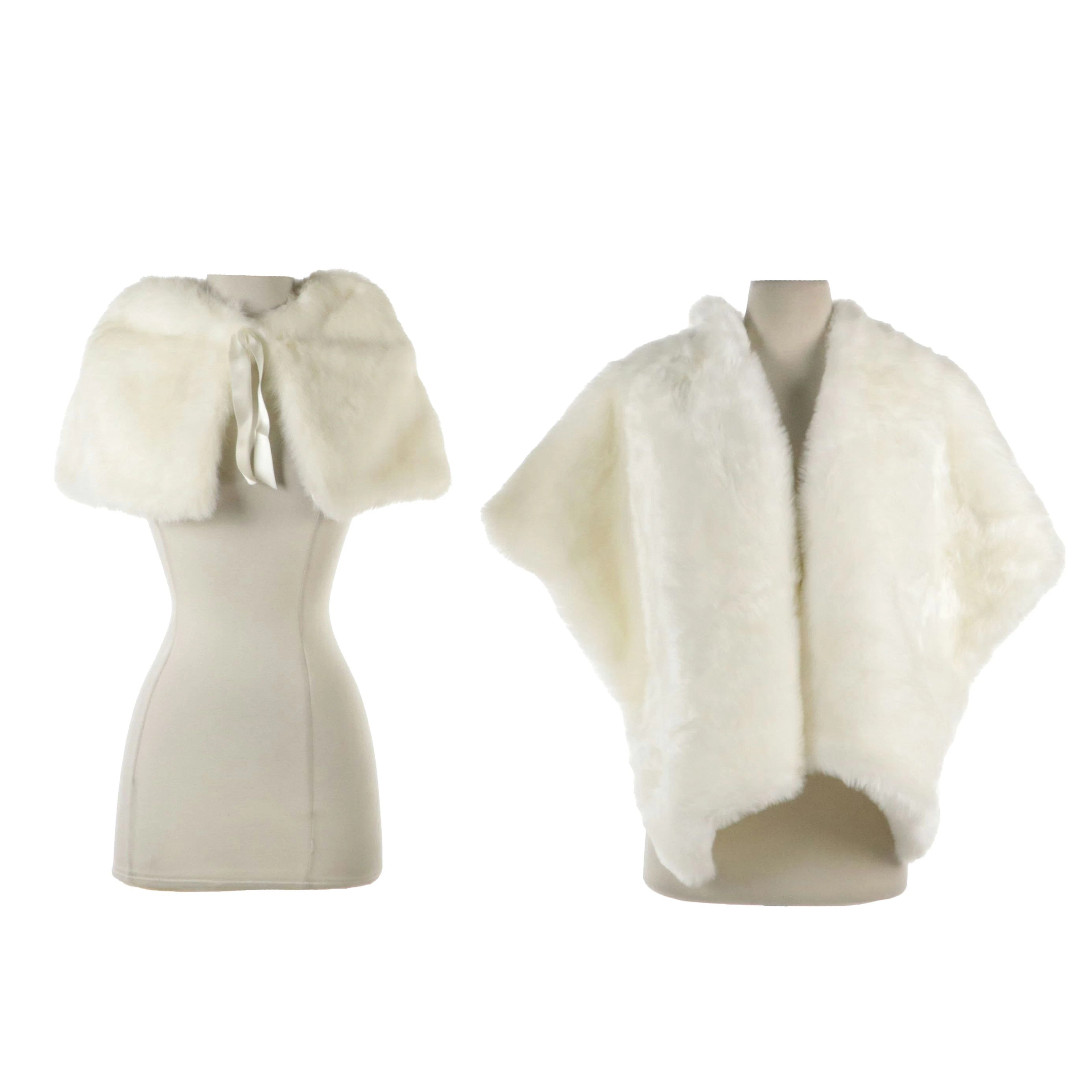 Donna Salyers Fabulous Furs White Faux Fur Shawl and Nicole Miller Wrap