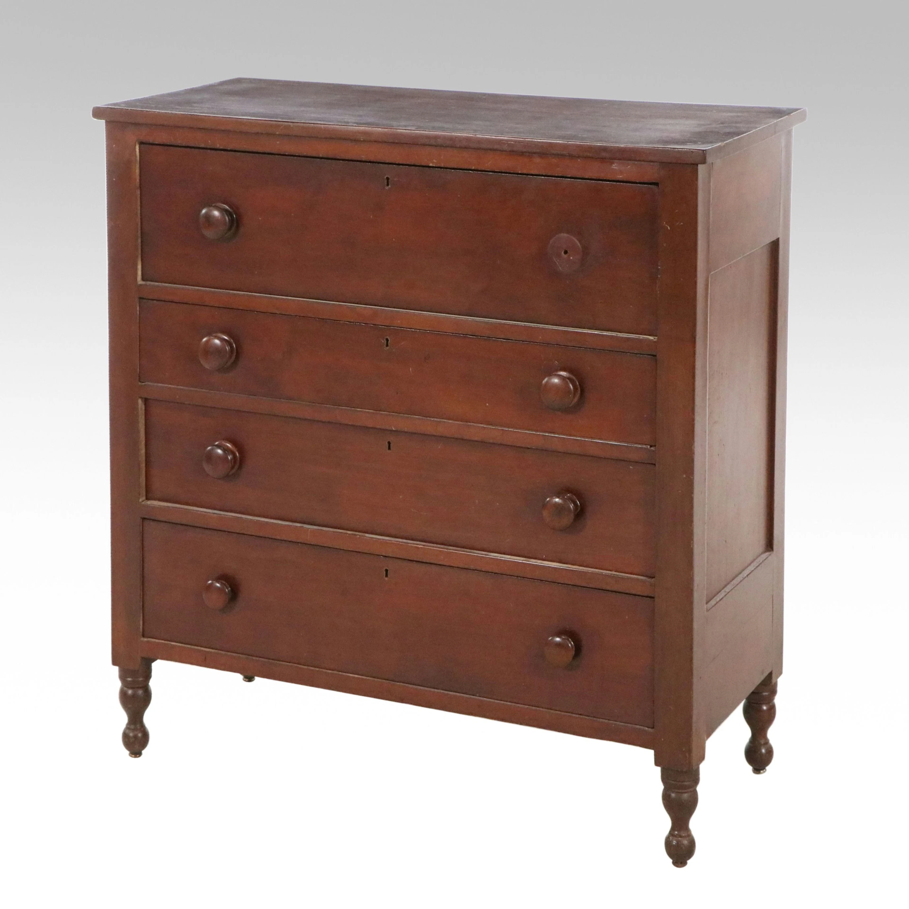 Country Sheraton Style Cherry Four-Drawer Chest, 19th Century