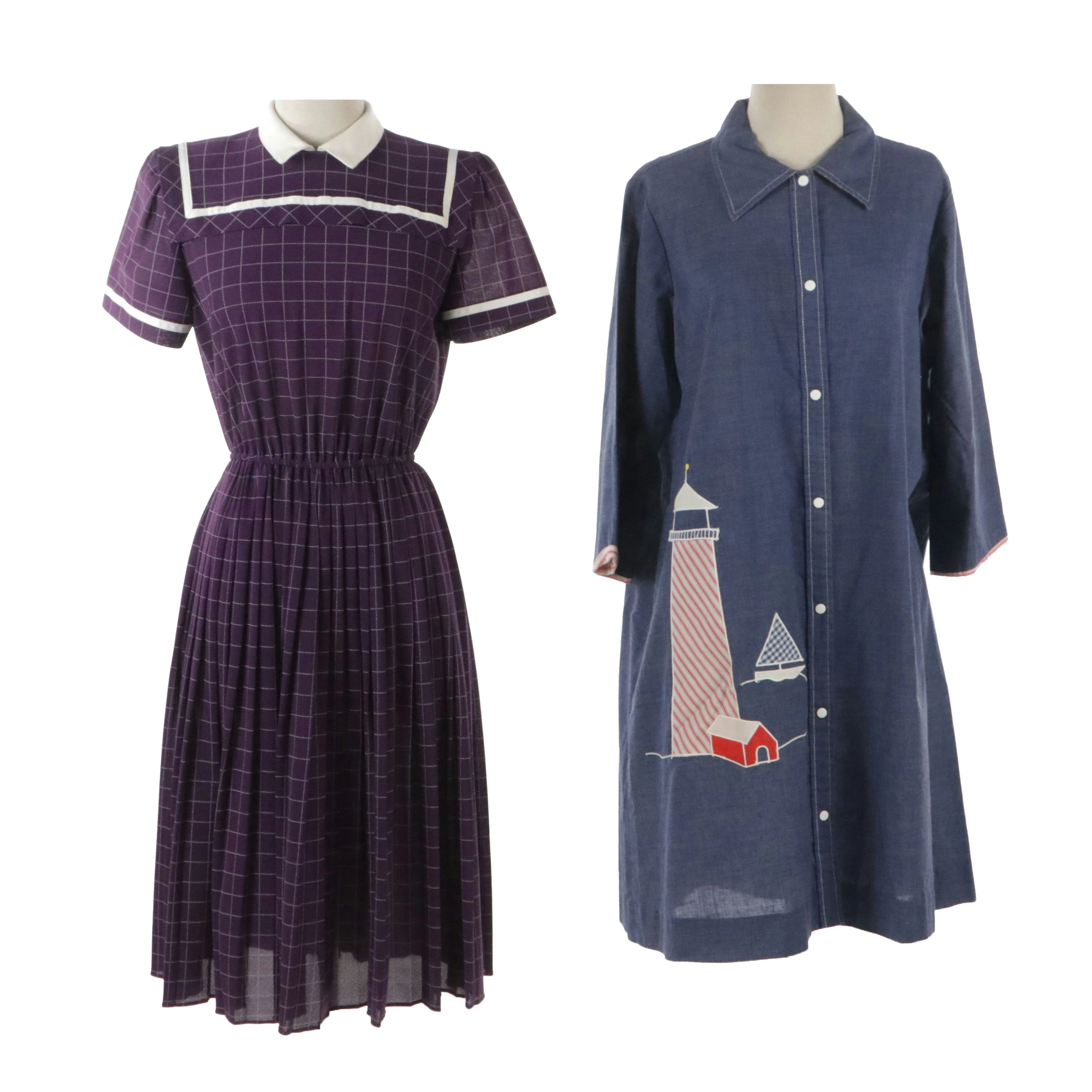 Models Coat Denim Blue Lighthouse and Sailboat Dress and Other Check