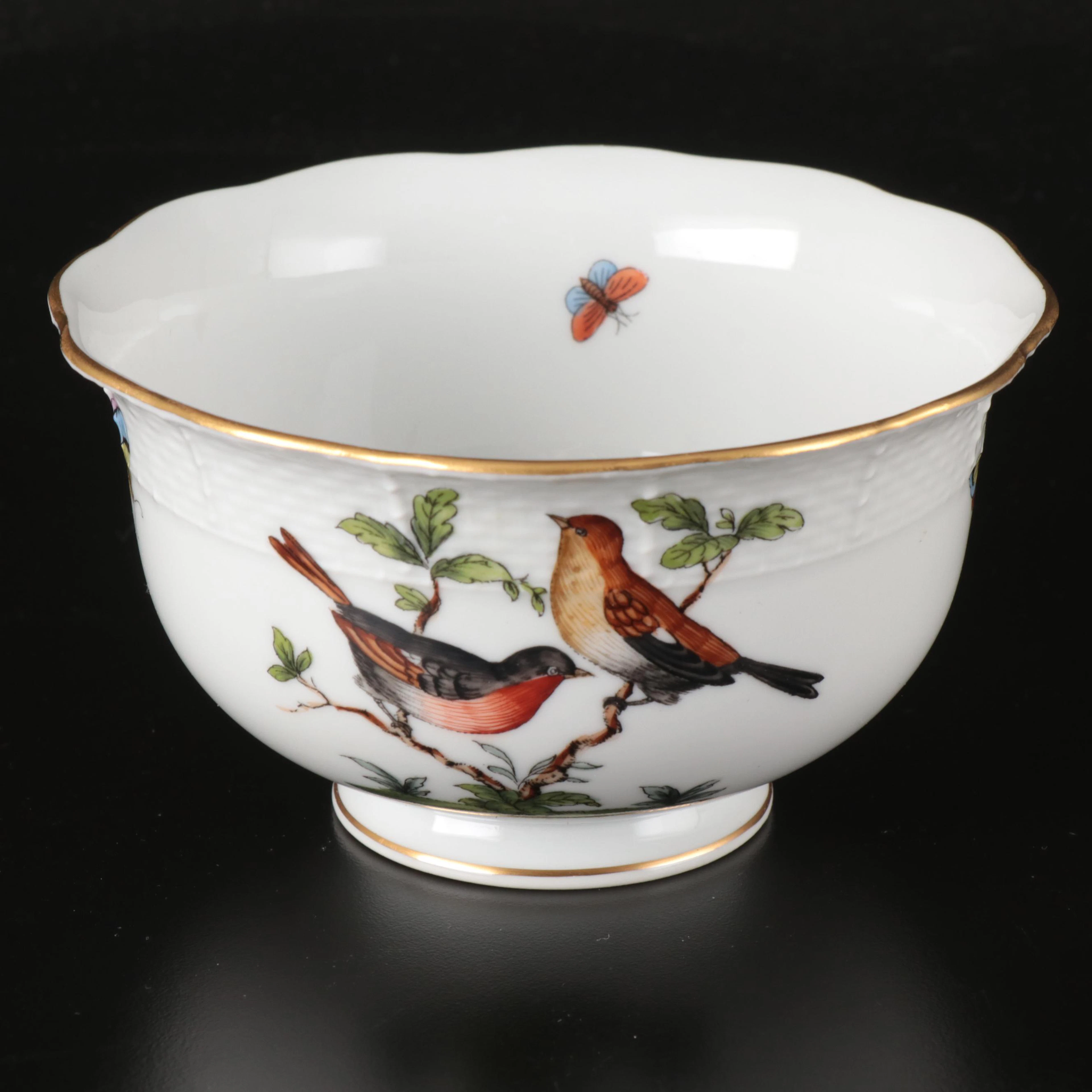 Herend "Rothschild Bird" Gilt Porcelain Bowl