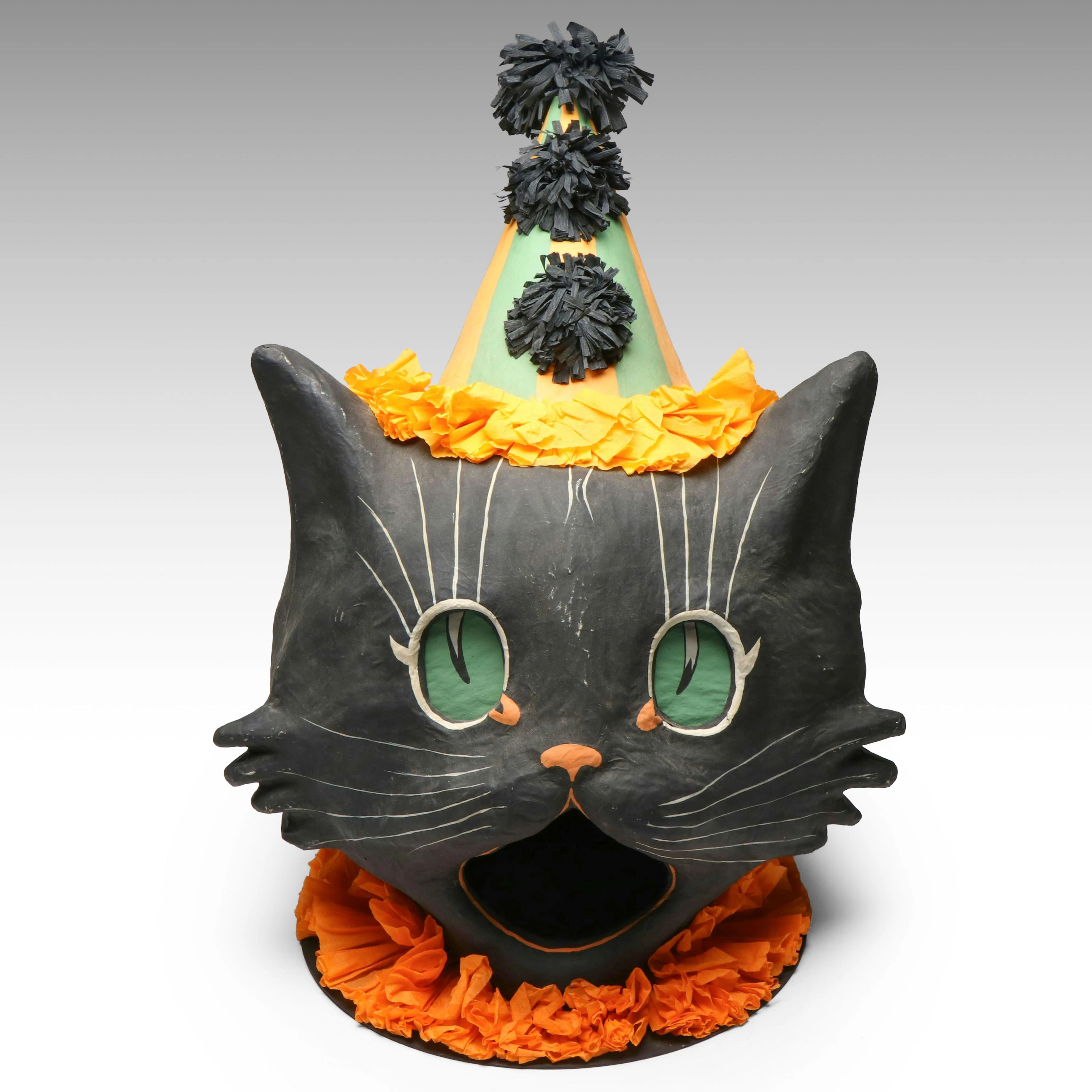 Bethany Lowe Designs Papier-Mâché Halloween Cat Head