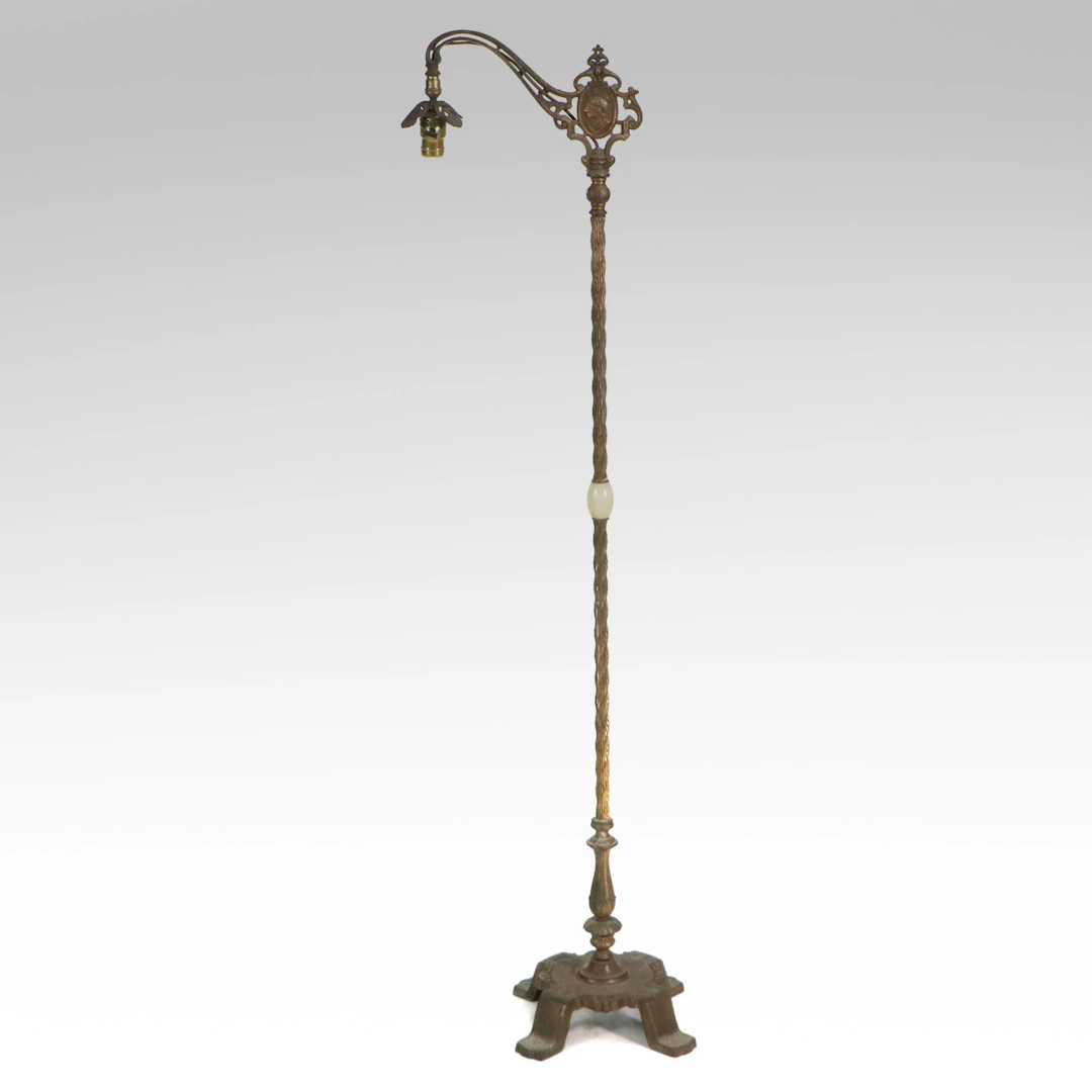 Late Victorian Artistic Brass & Bronze Works Bridge Arm Floor Lamp