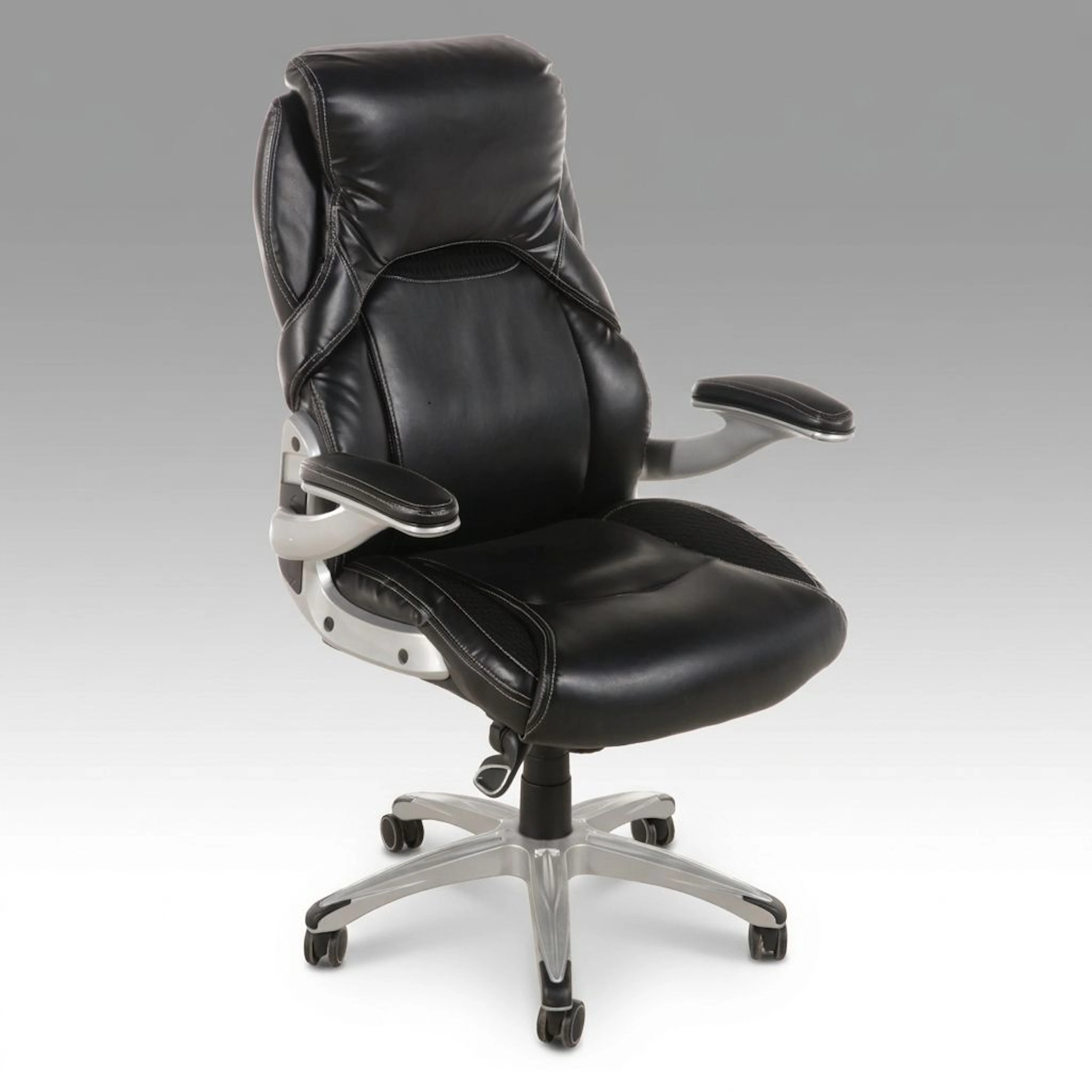 True Wellness Contemporary Ergonomic Black Leatherette Desk Chair