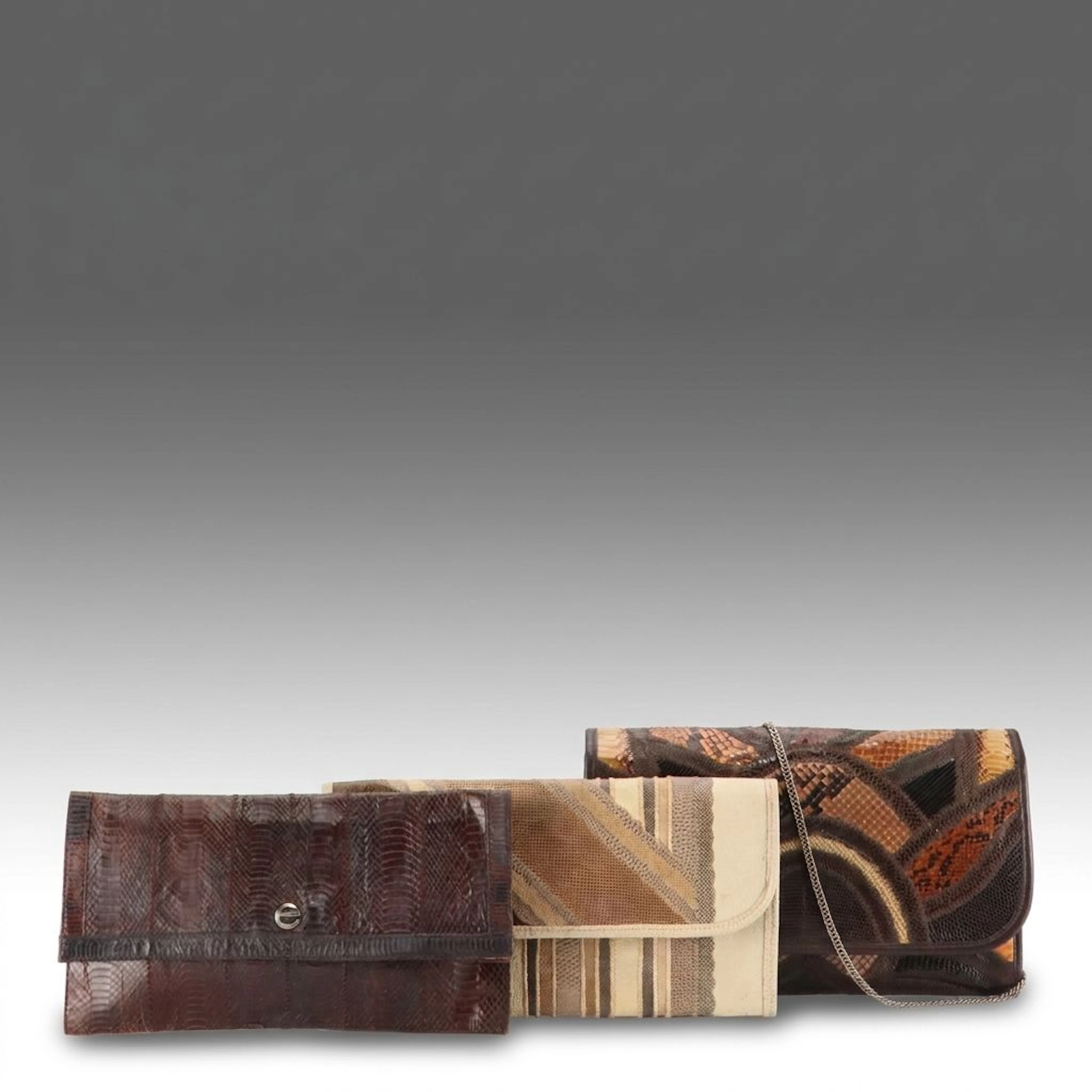 Varon, Carlos Falchi, and Other Reptile Skin Clutch Purses, Vintage