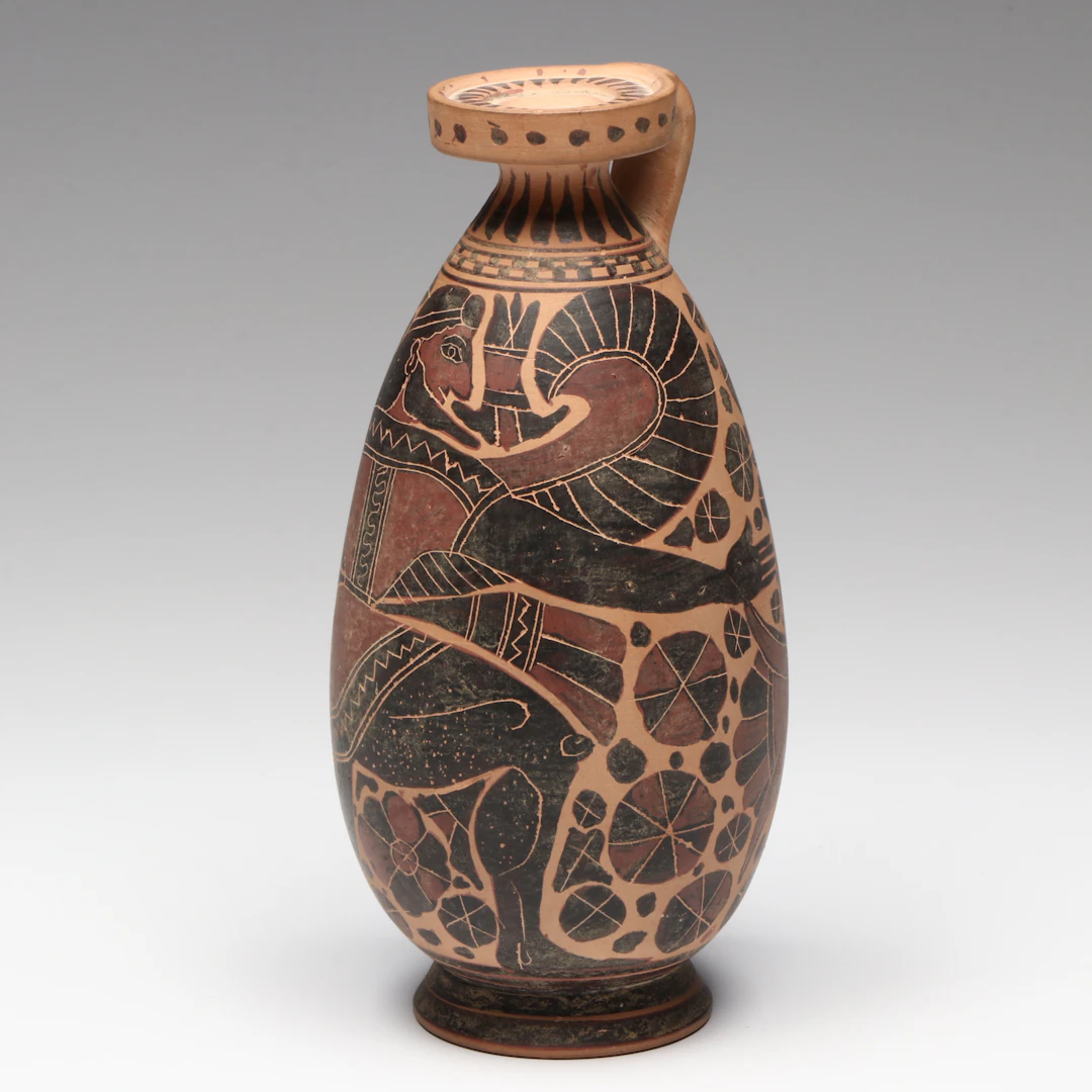 Corinthian Style Black Figure Alabastron Vase, 20th Century