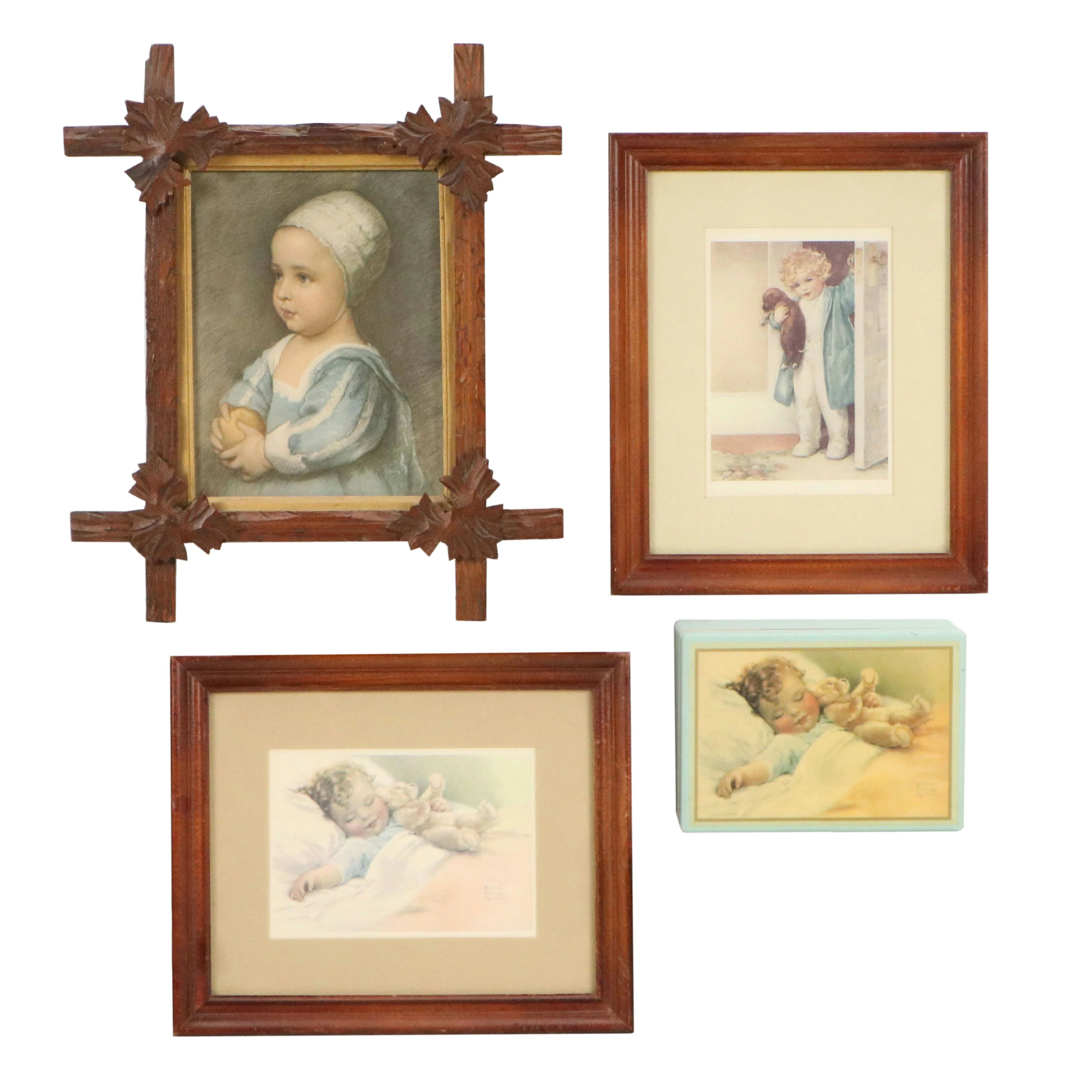 Childhood Print and Music Box Collection After Bessie Pease Gutmann