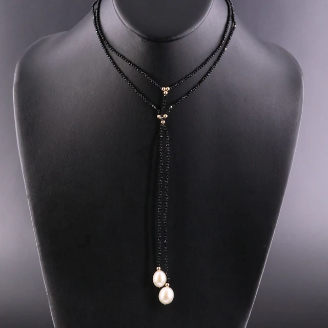 Pearl and Spinel Necklace with 14K Clasp and Bead Accents