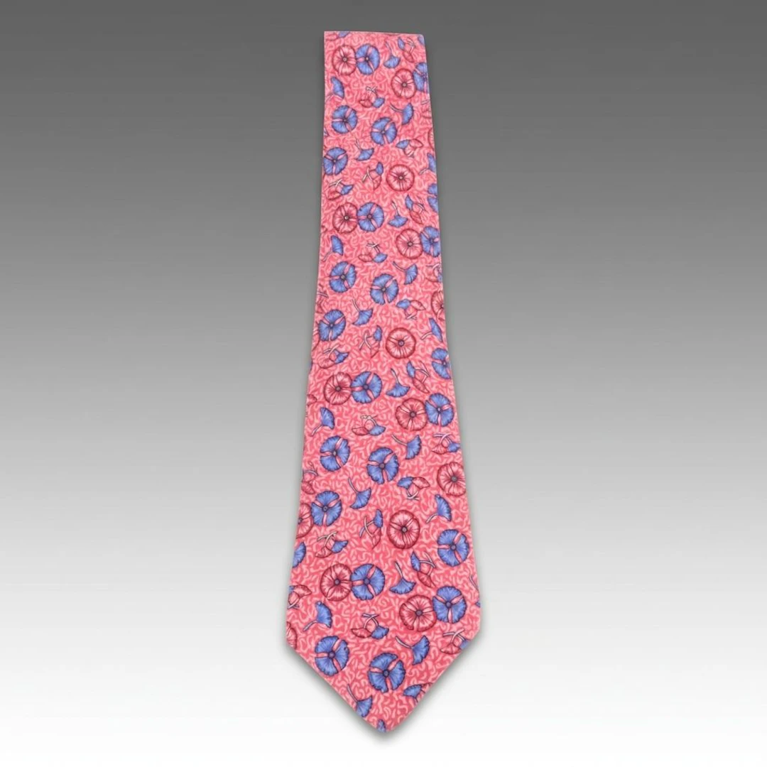 Hermès Ginkgo Flower Pattern Necktie in Silk Twill
