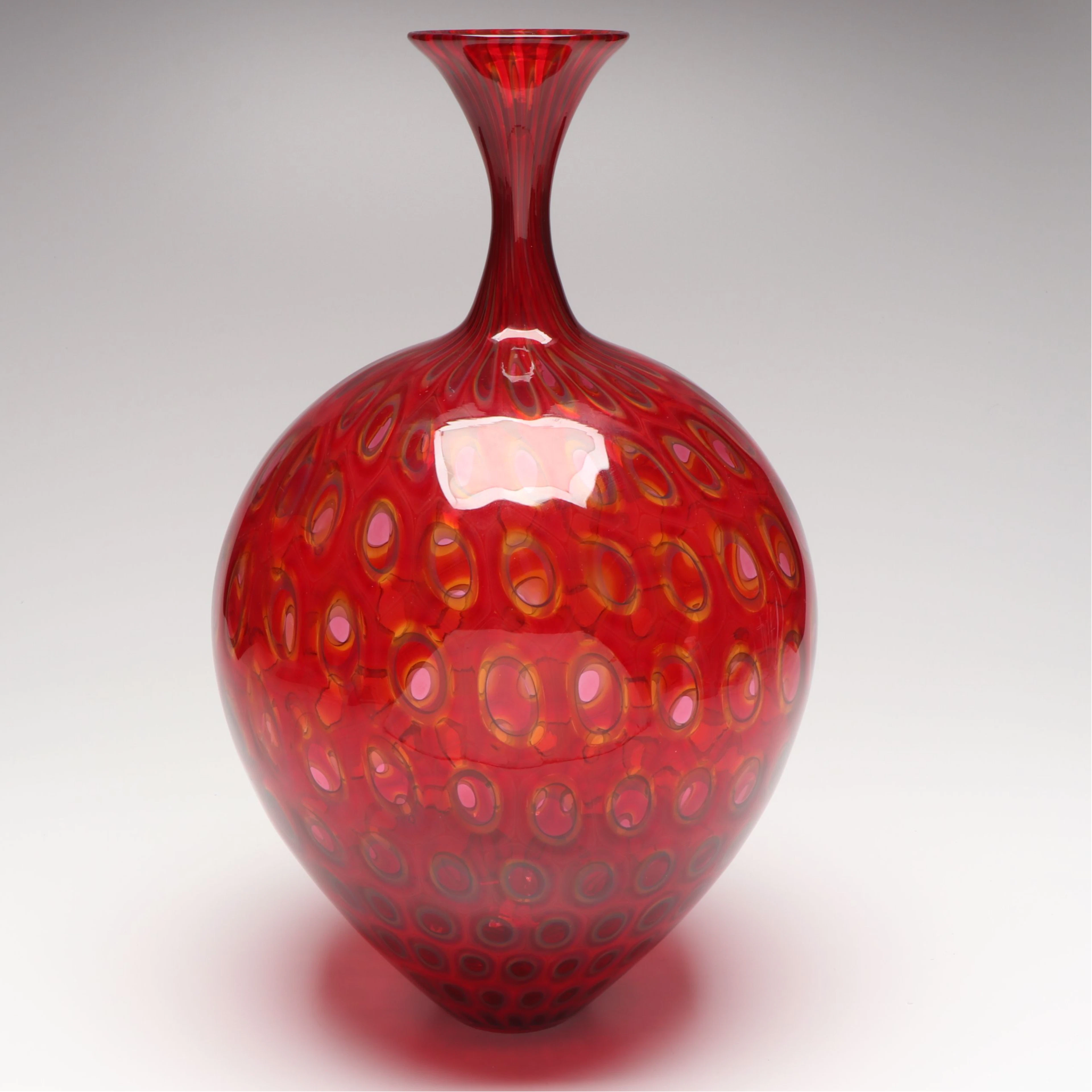 Sam Stang Handblown Art Glass Vase with Murrine Caning