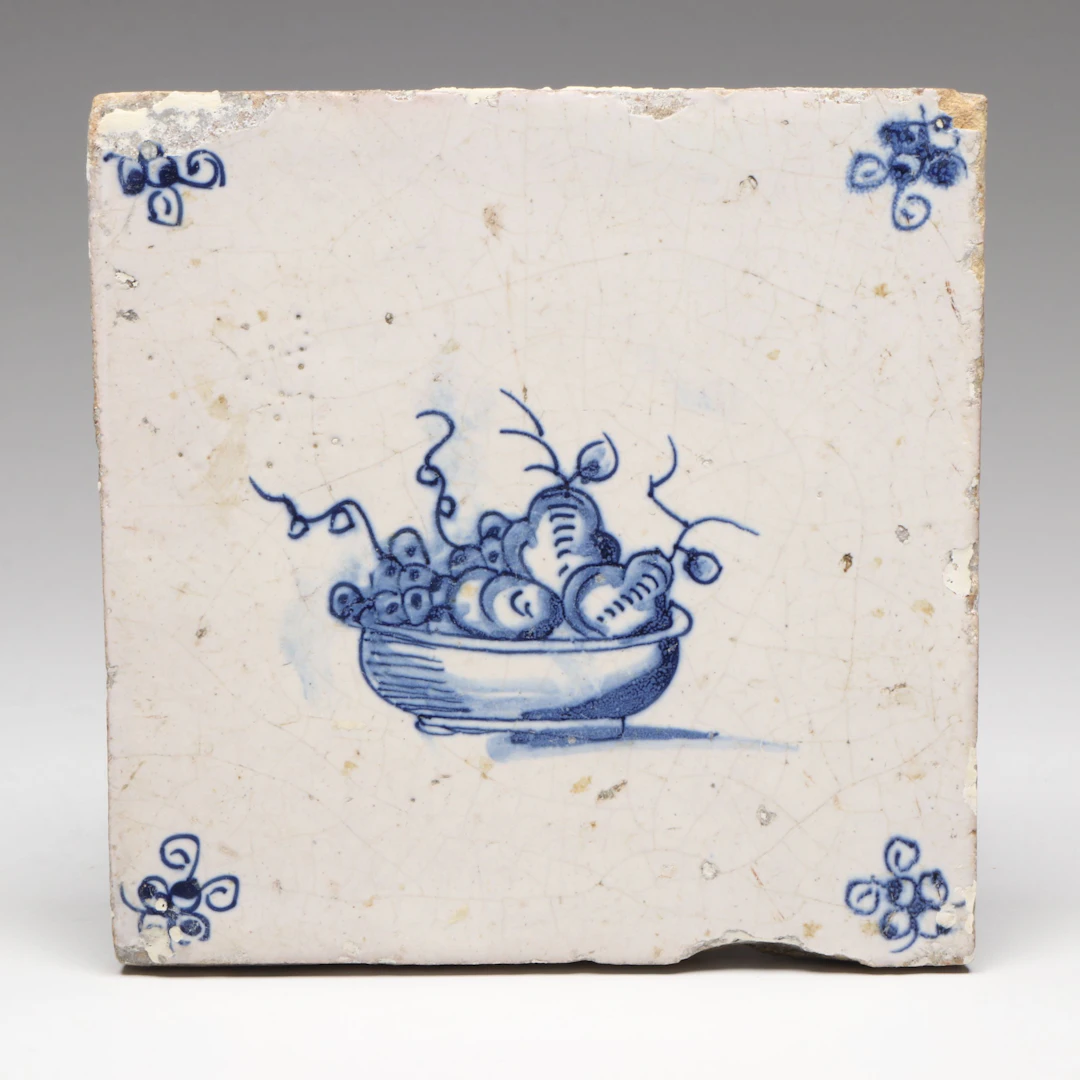 Antique Delft Blue and White Tile, 17th Century
