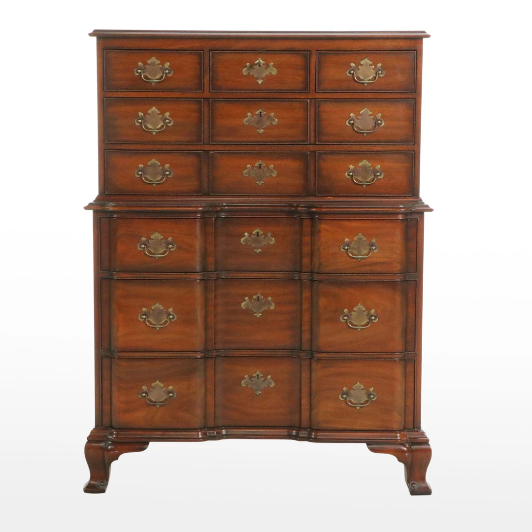 Kindel Federal Style Mahogany Finish Block Front Chest on Chest