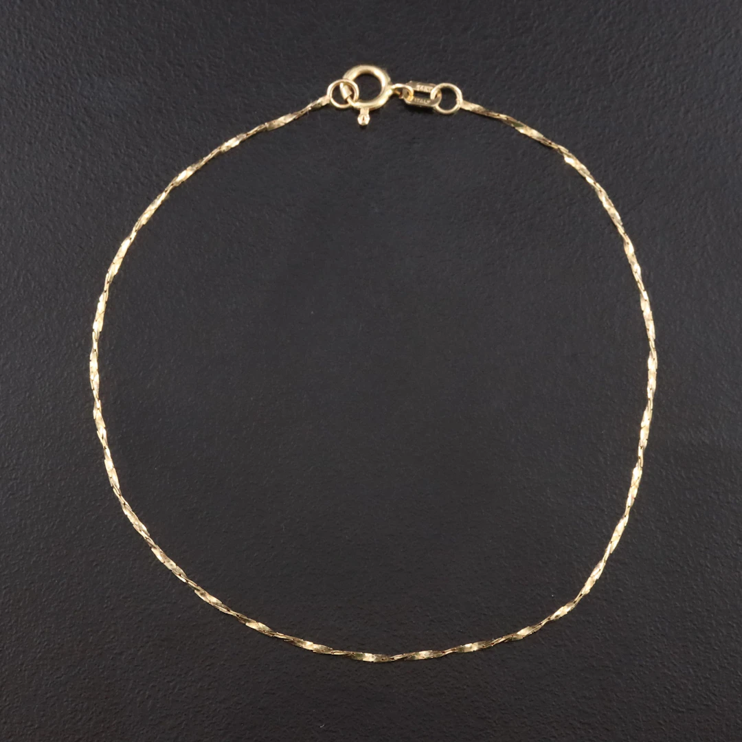 14K Twisted Cobra Chain Bracelet