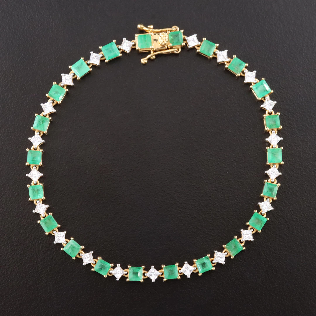 Sterling Emerald and White Topaz Bracelet