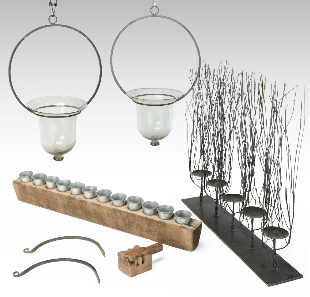 Farmhouse Style Candlesticks and Pillar Holder, Hanging Hurricanes, Other Décor