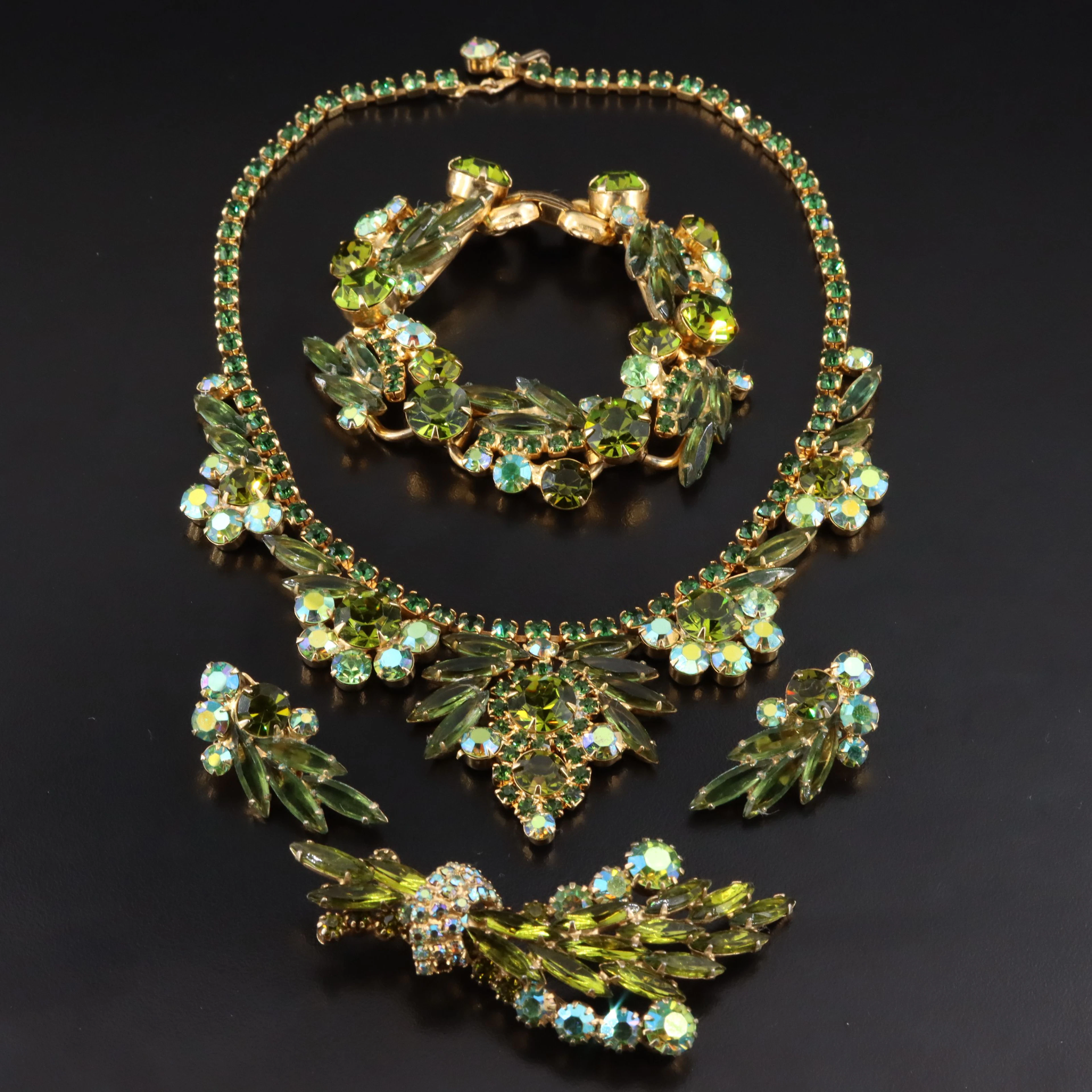 DeLizza & Elster Juliana Aurora Borealis Rhinestone Parure