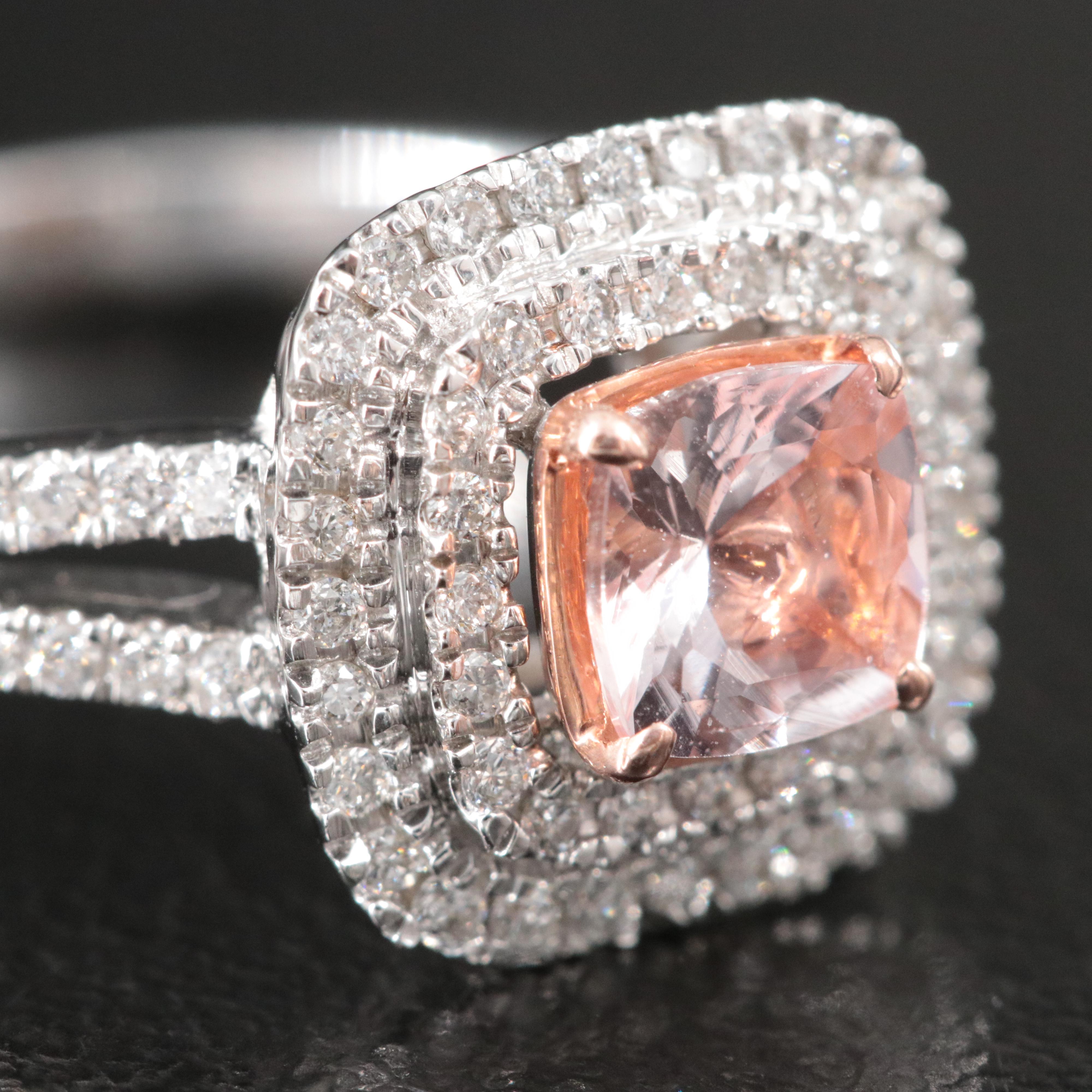 Simply Vera Vera Wang 14K Morganite and Diamond Ring with Rose