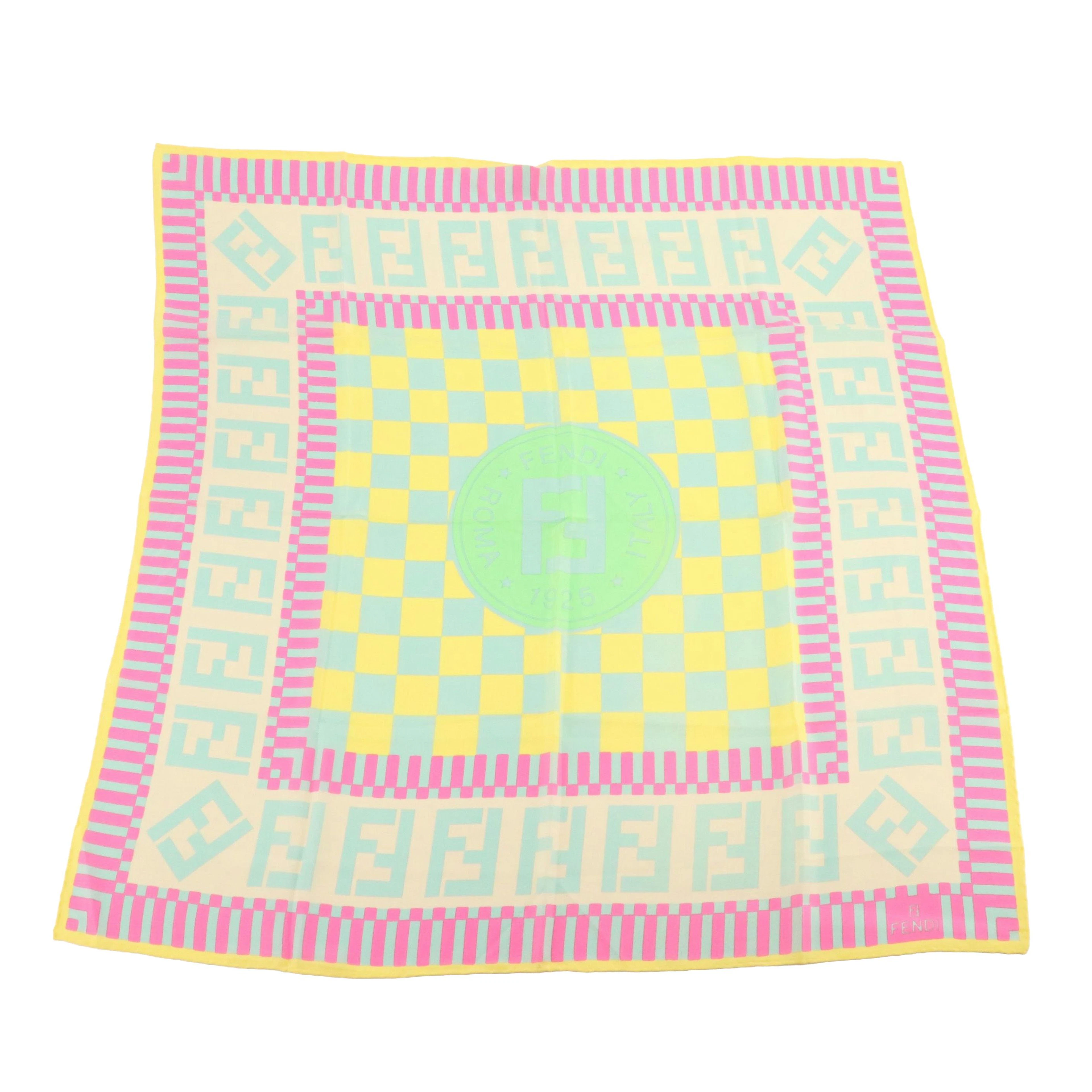 Fendi Pastel FF Logo Scarf 90 in Silk Charmeuse with Sleeve