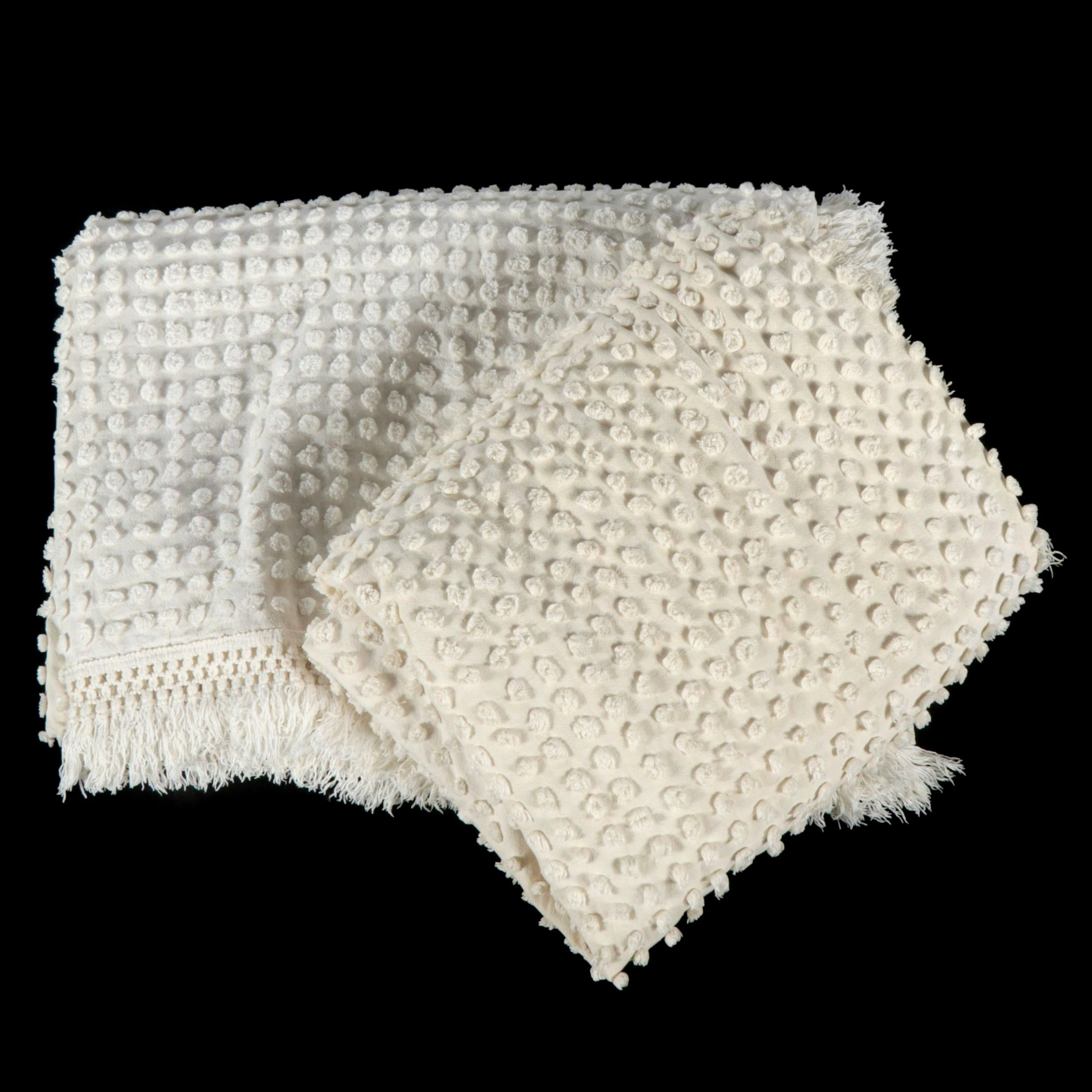 Coin Pop Chenille Cotton Bedspreads with Fringe Trim