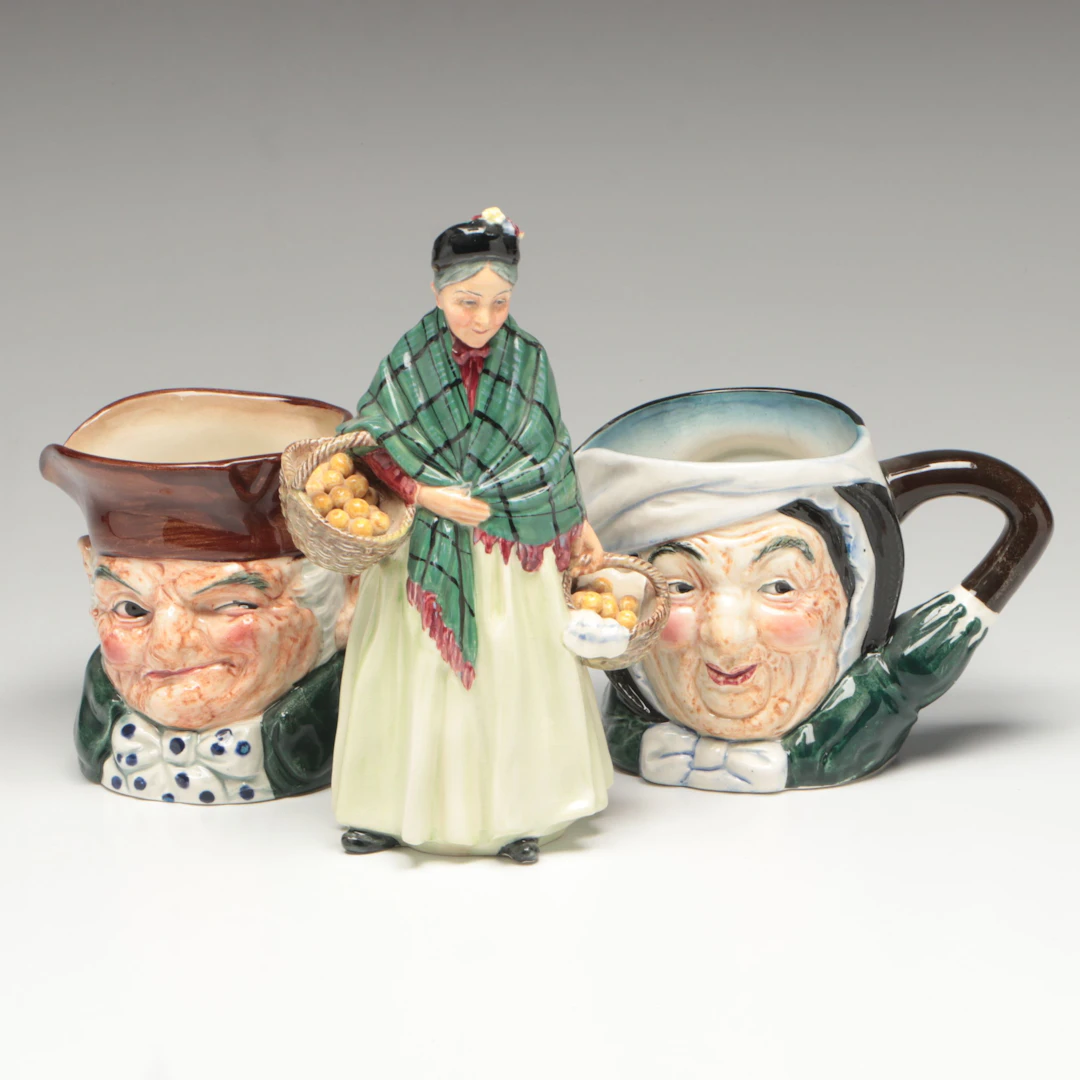 Royal Doulton "The Orange Lady" Bone China Figure with Ceramic Toby Jugs