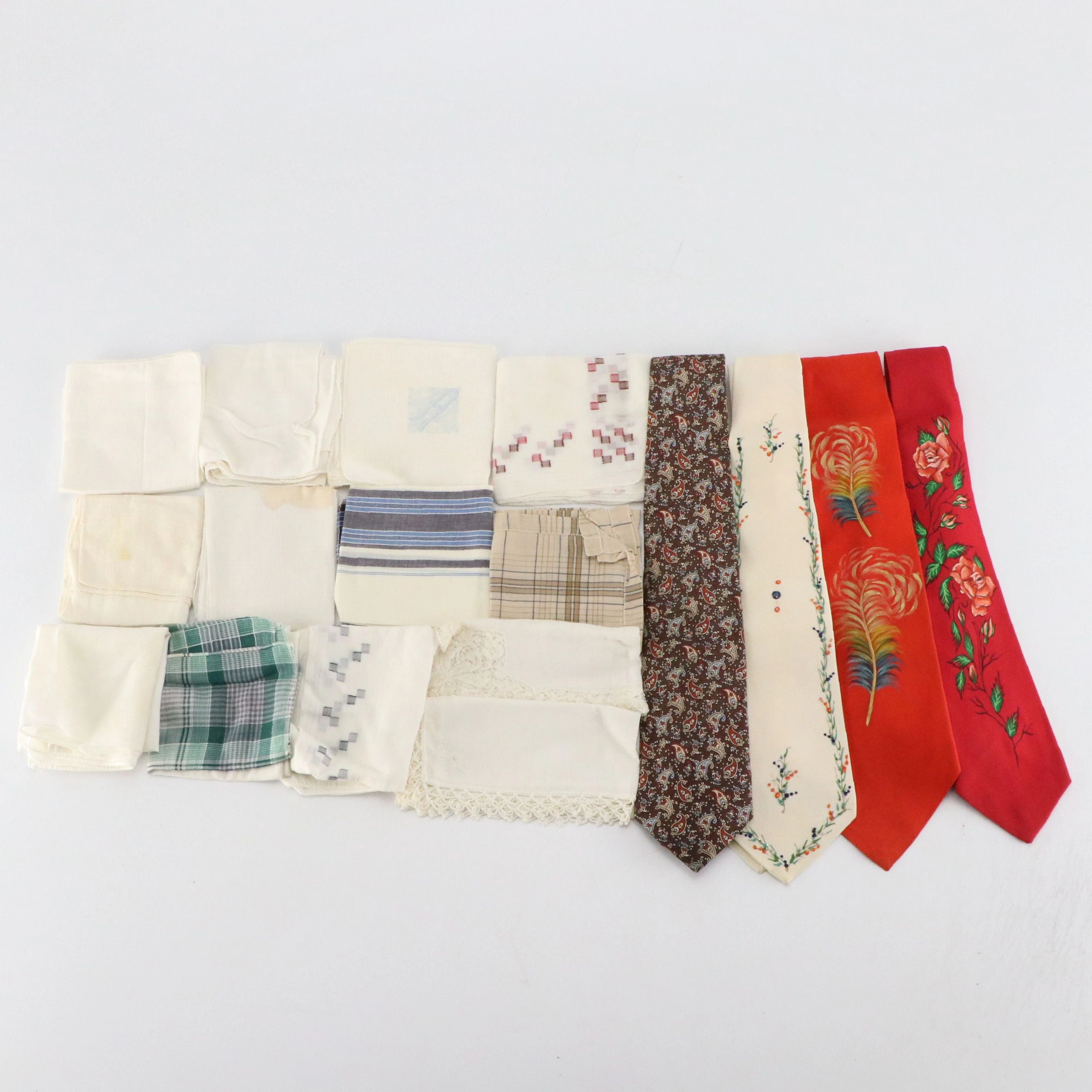 Vintage Hand-Painted Neckties, Handkerchiefs, and More, Featuring Austin Reed