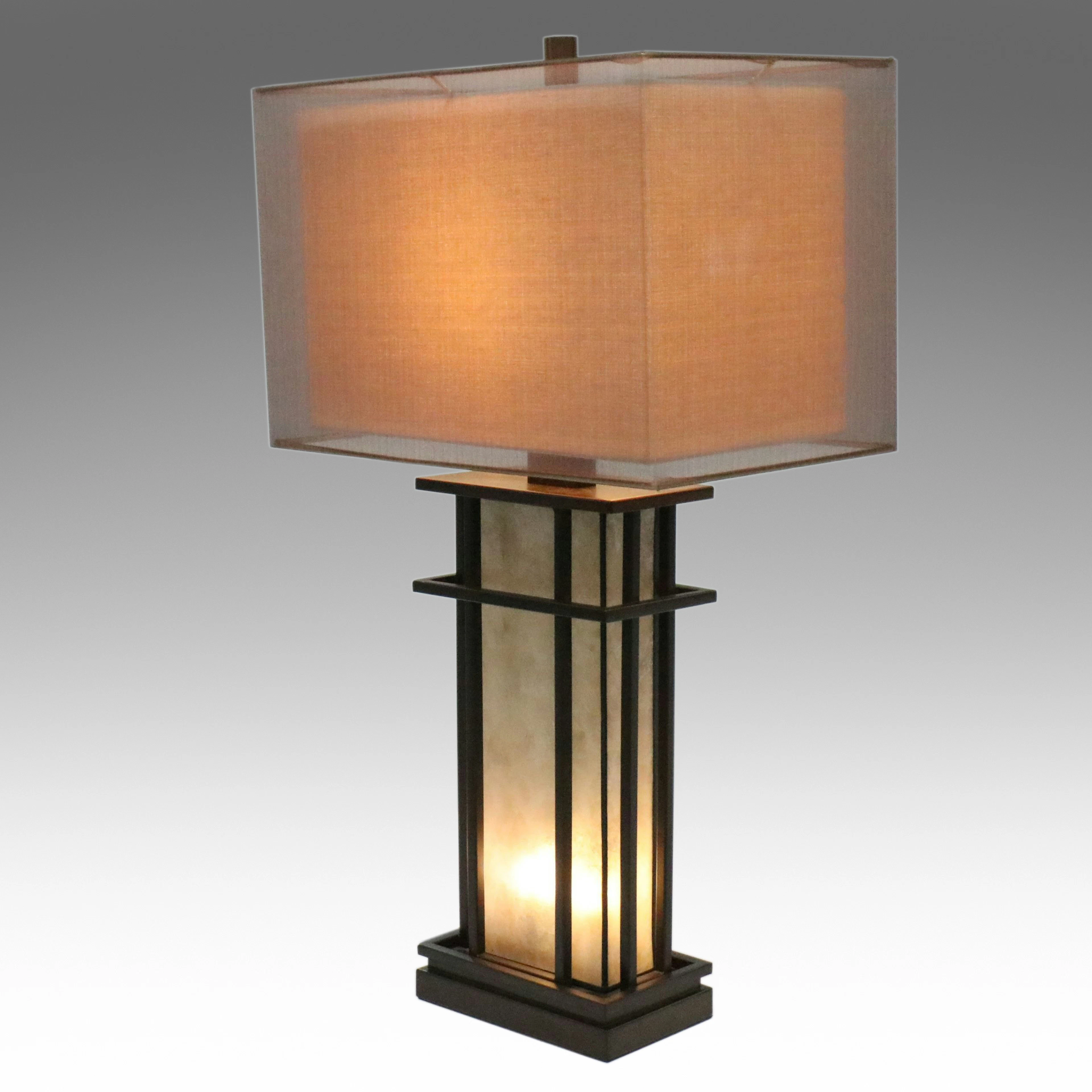 Pacific Coast Lighting Modern Cage and Mica Table Lamp with Drum Shade