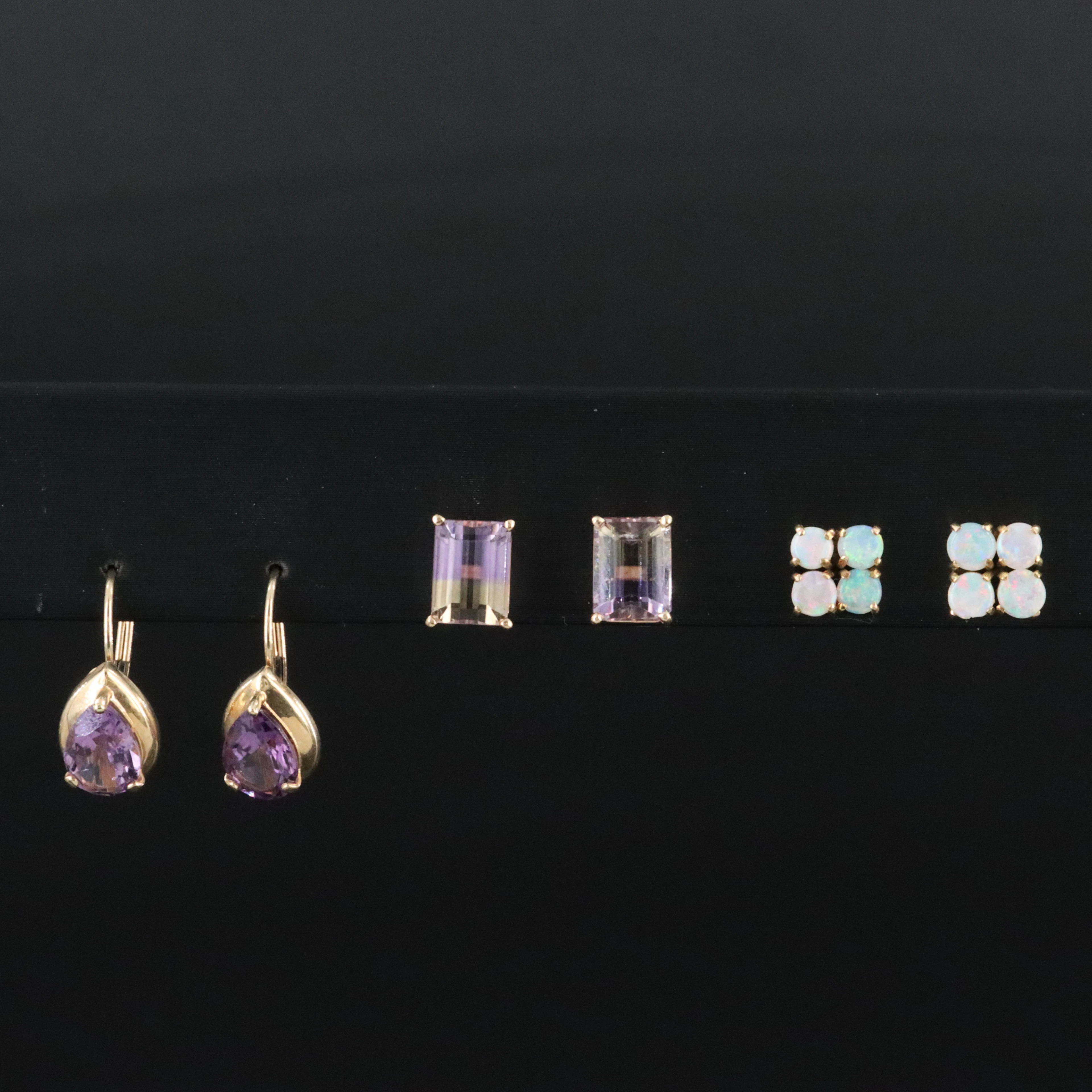 14K Amethyst, Ametrine, and Opal Earring Selection