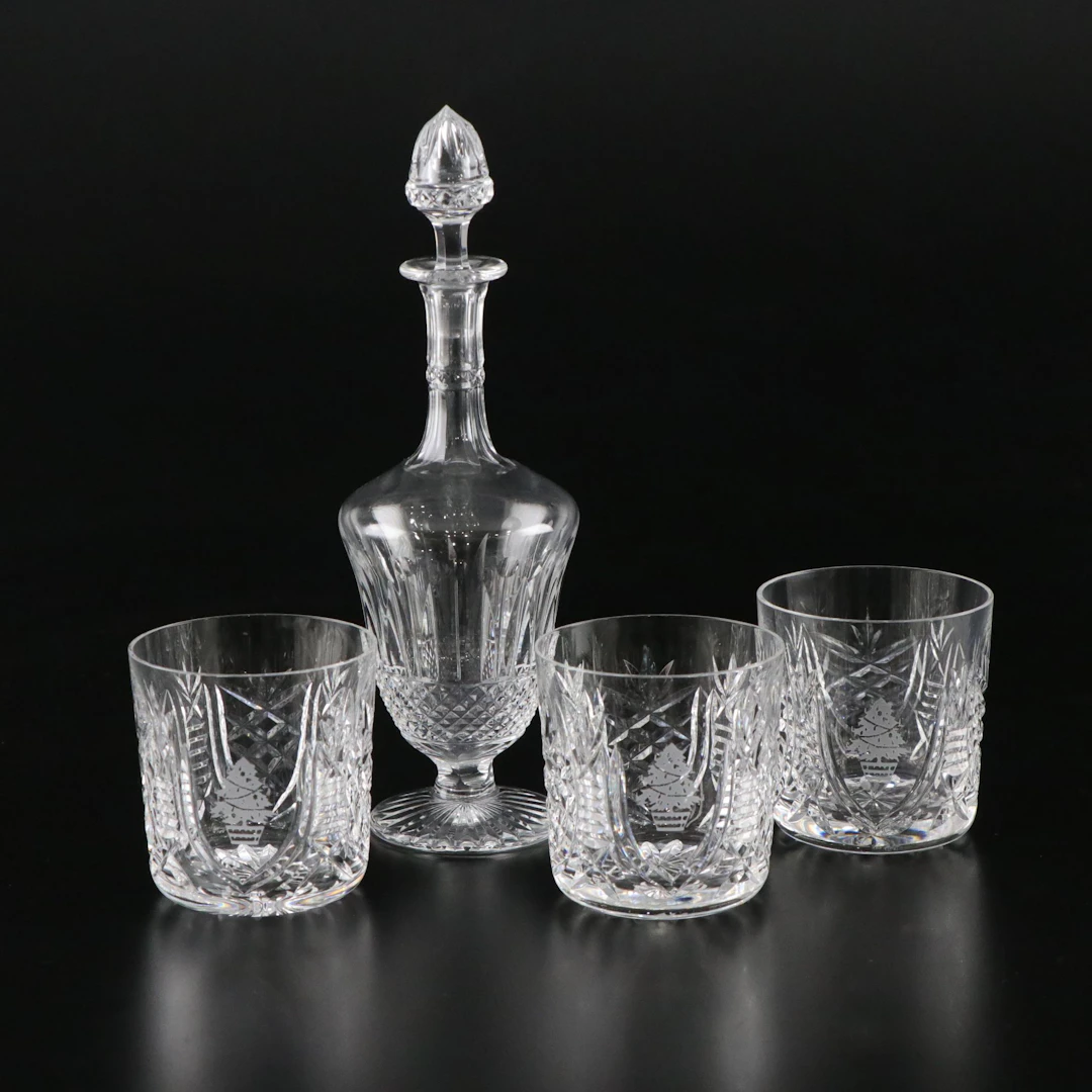 Cristallerie Saint-Louis "Tommy" Wine Decanter & Waterford "Christmas" Tumblers