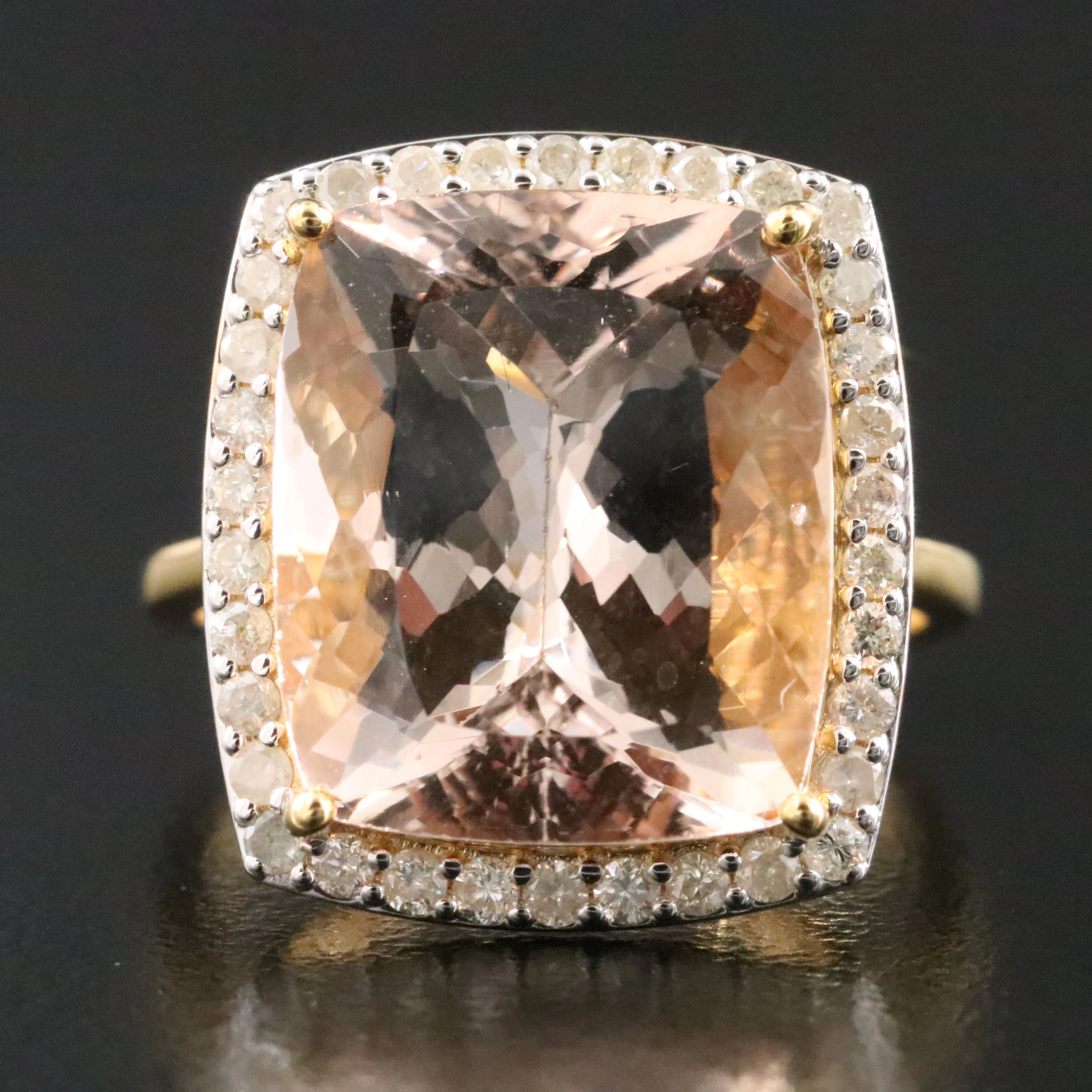 14K 8.59 CT Morganite and Diamond Ring