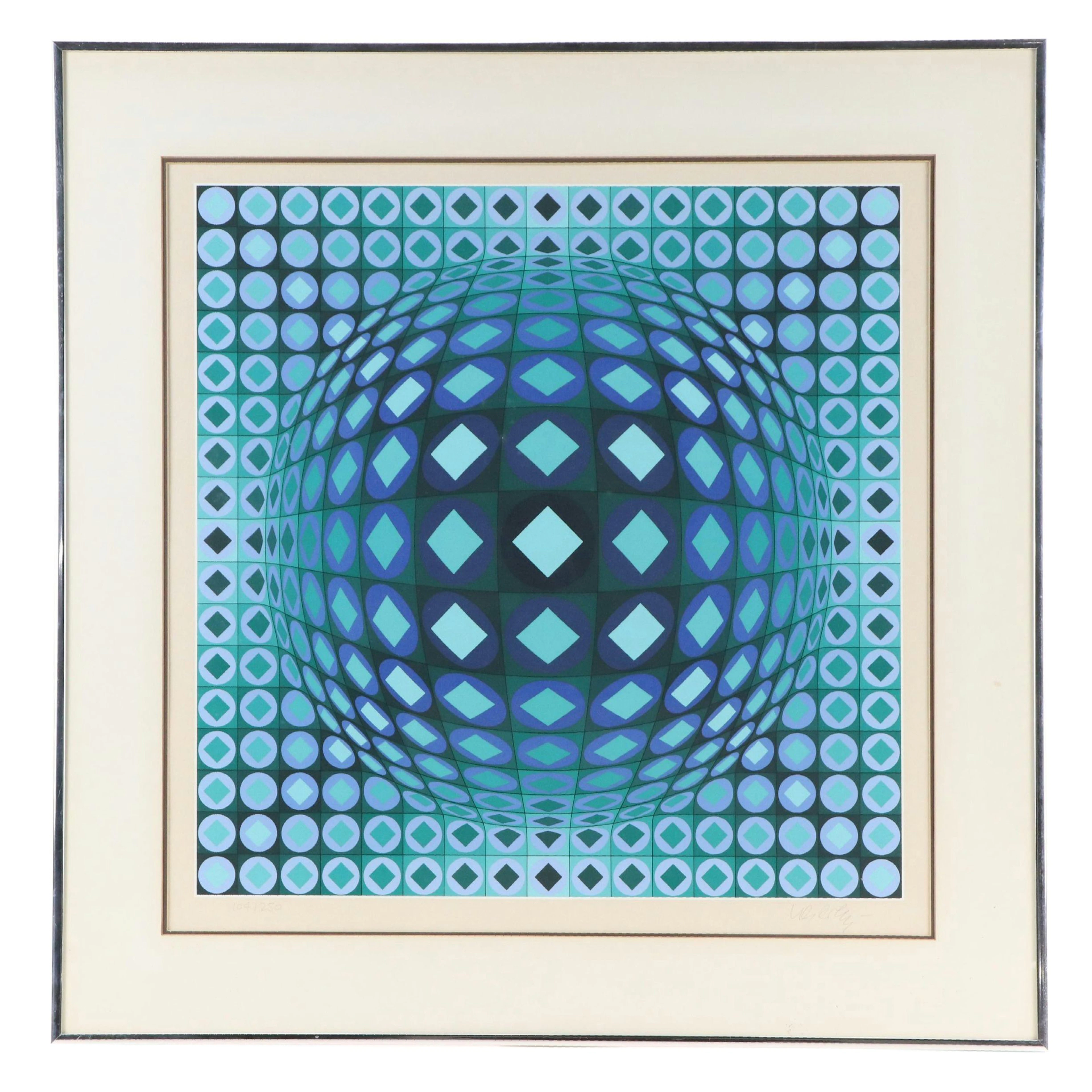Victor Vasarely Op Art Serigraph "Kezdi-Ga," 1979