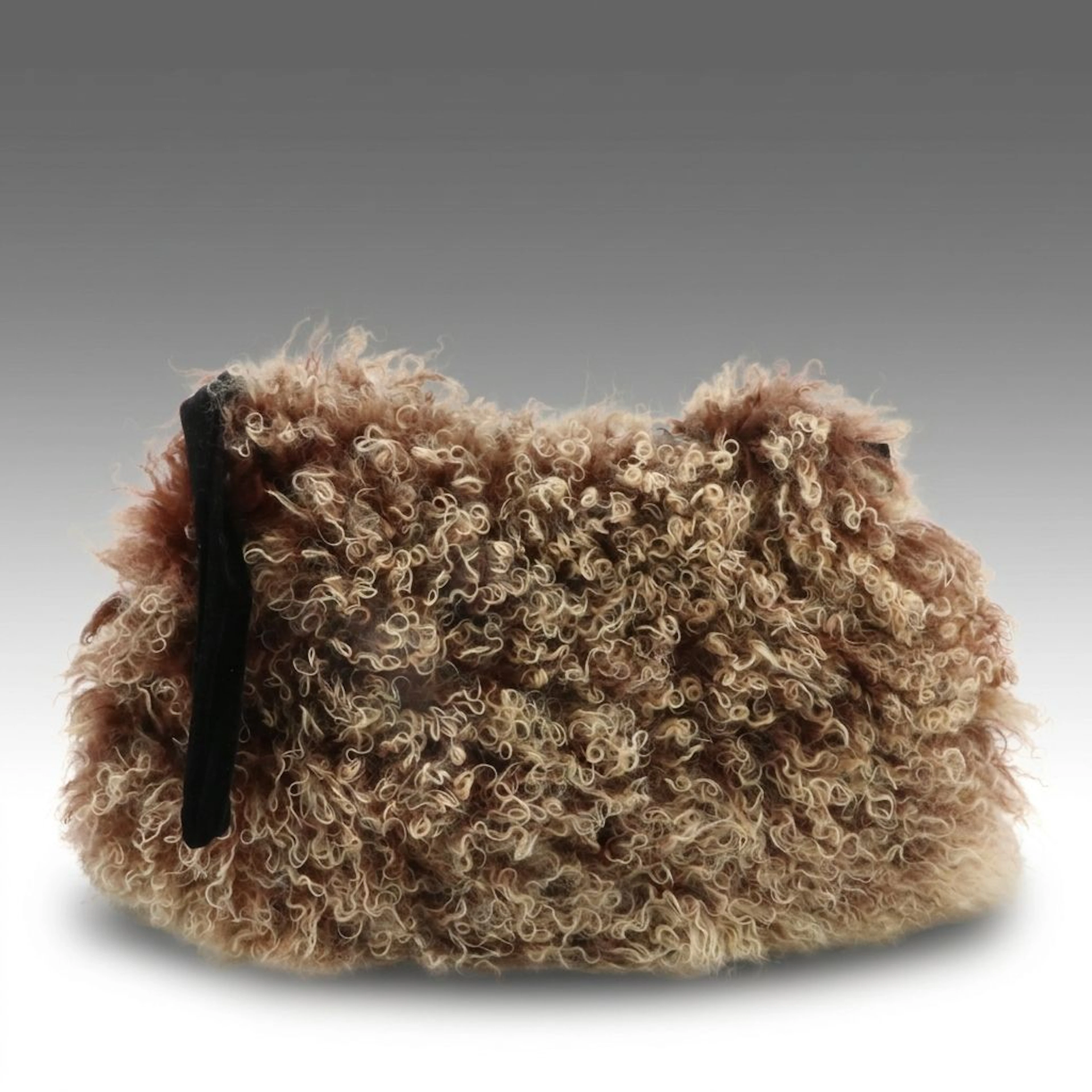 Sherry Cassin Curly Lamb Fur Wristlet Clutch
