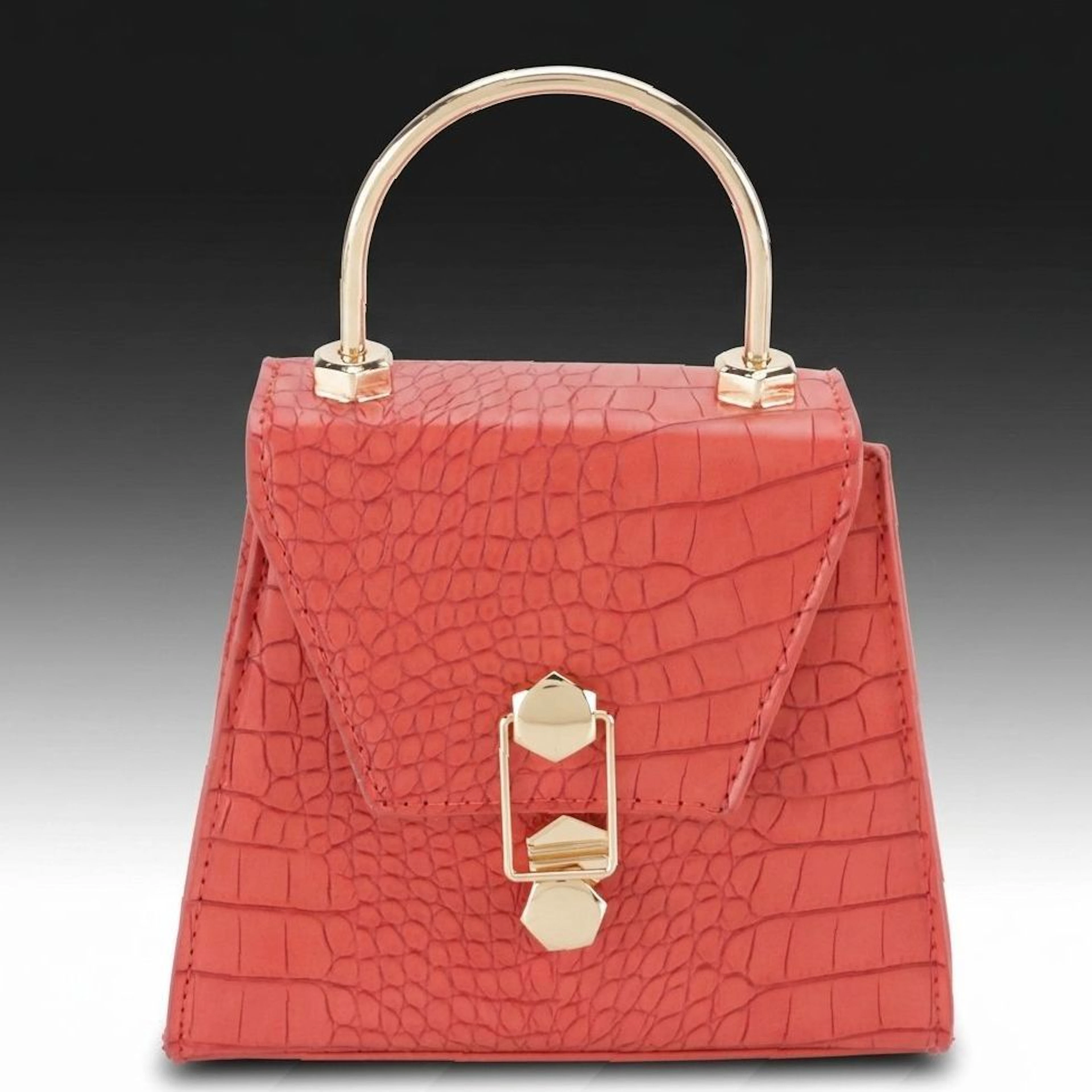 Badgley Mischka Croc-Embossed Faux Leather Two-Way Top Handle Bag