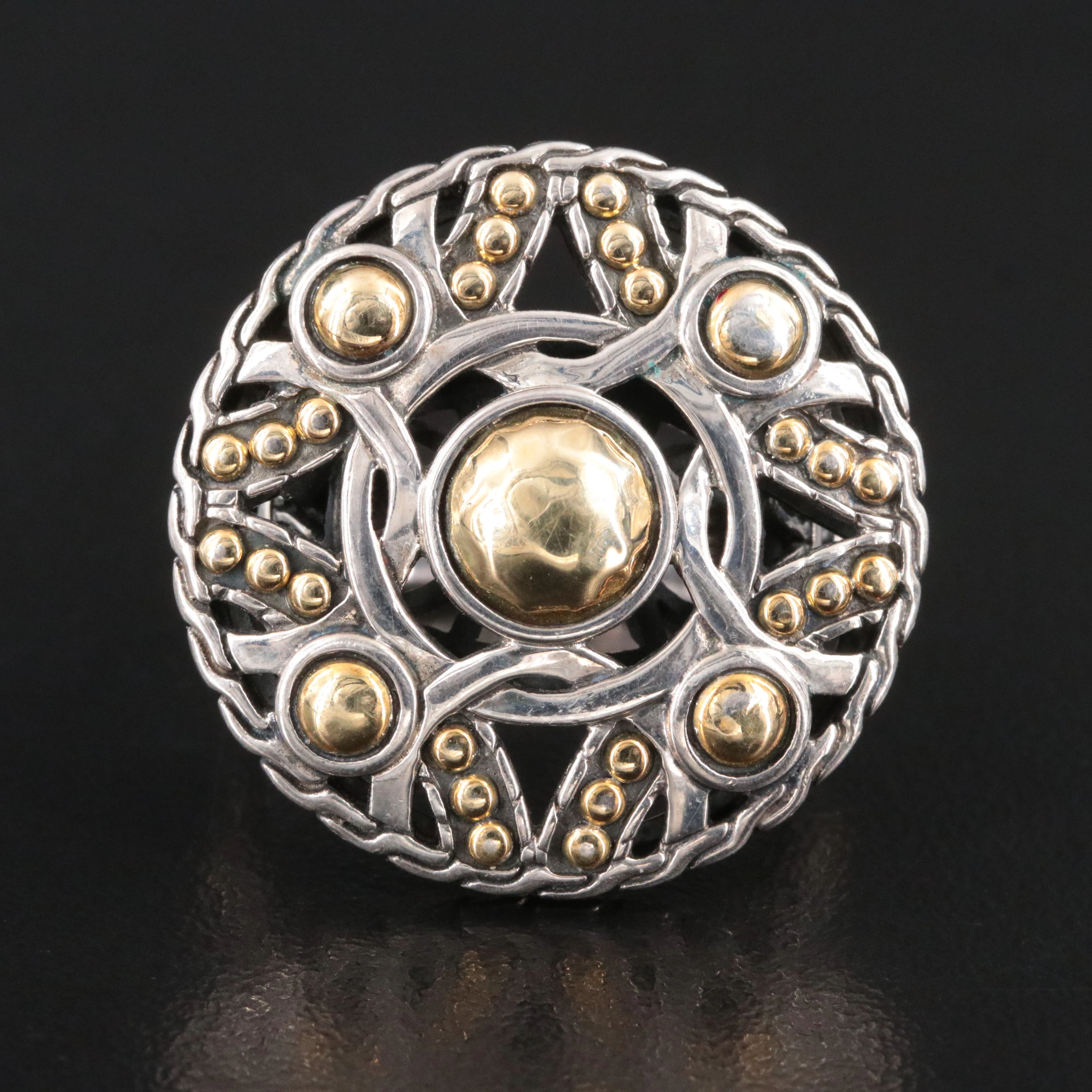 John Hardy Palu Bulan Sterling Circle Ring with 18K Accents