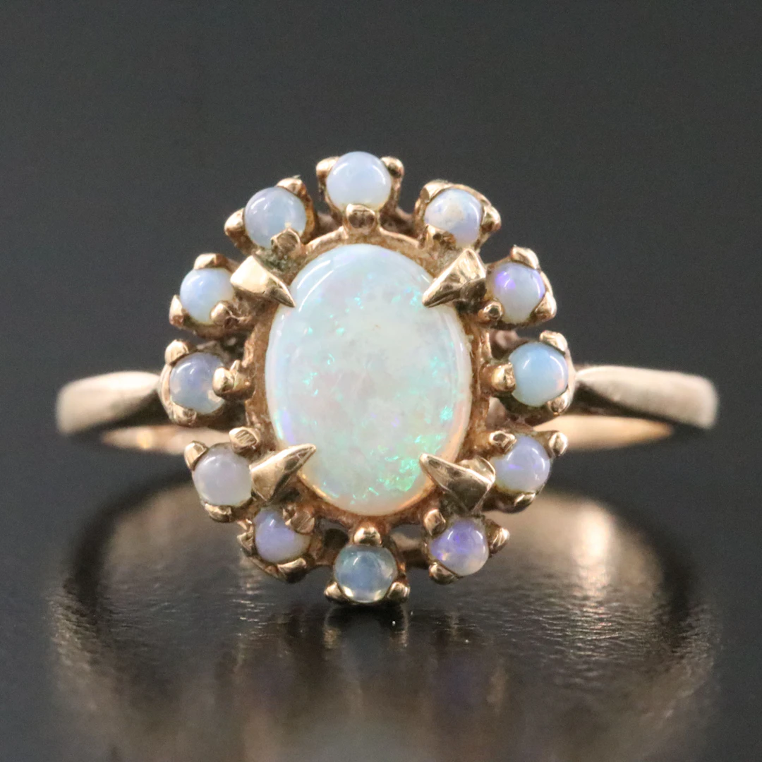 10K Opal Halo Ring