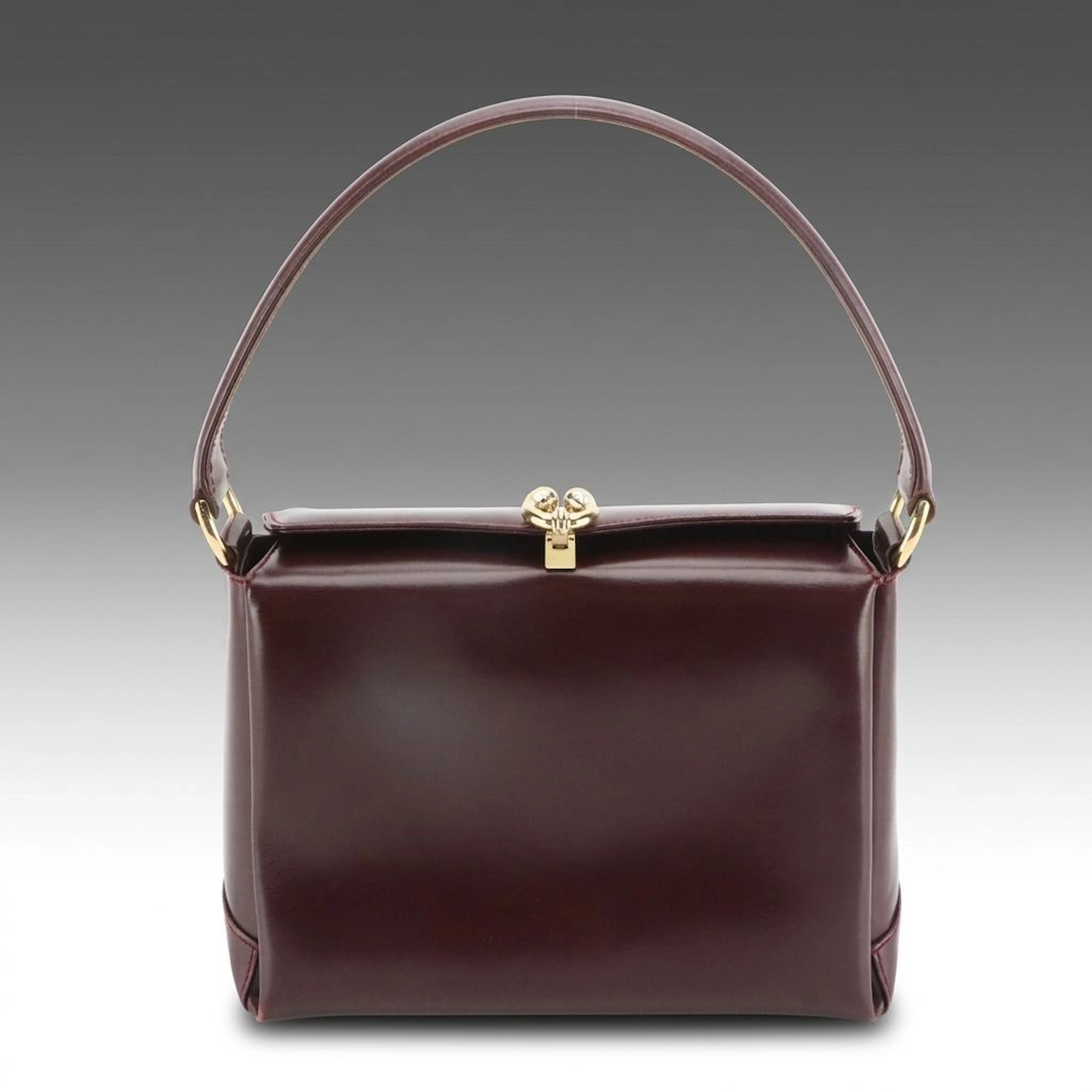Gucci Top Handle Satchel in Burgundy Master Calf Leather, Vintage